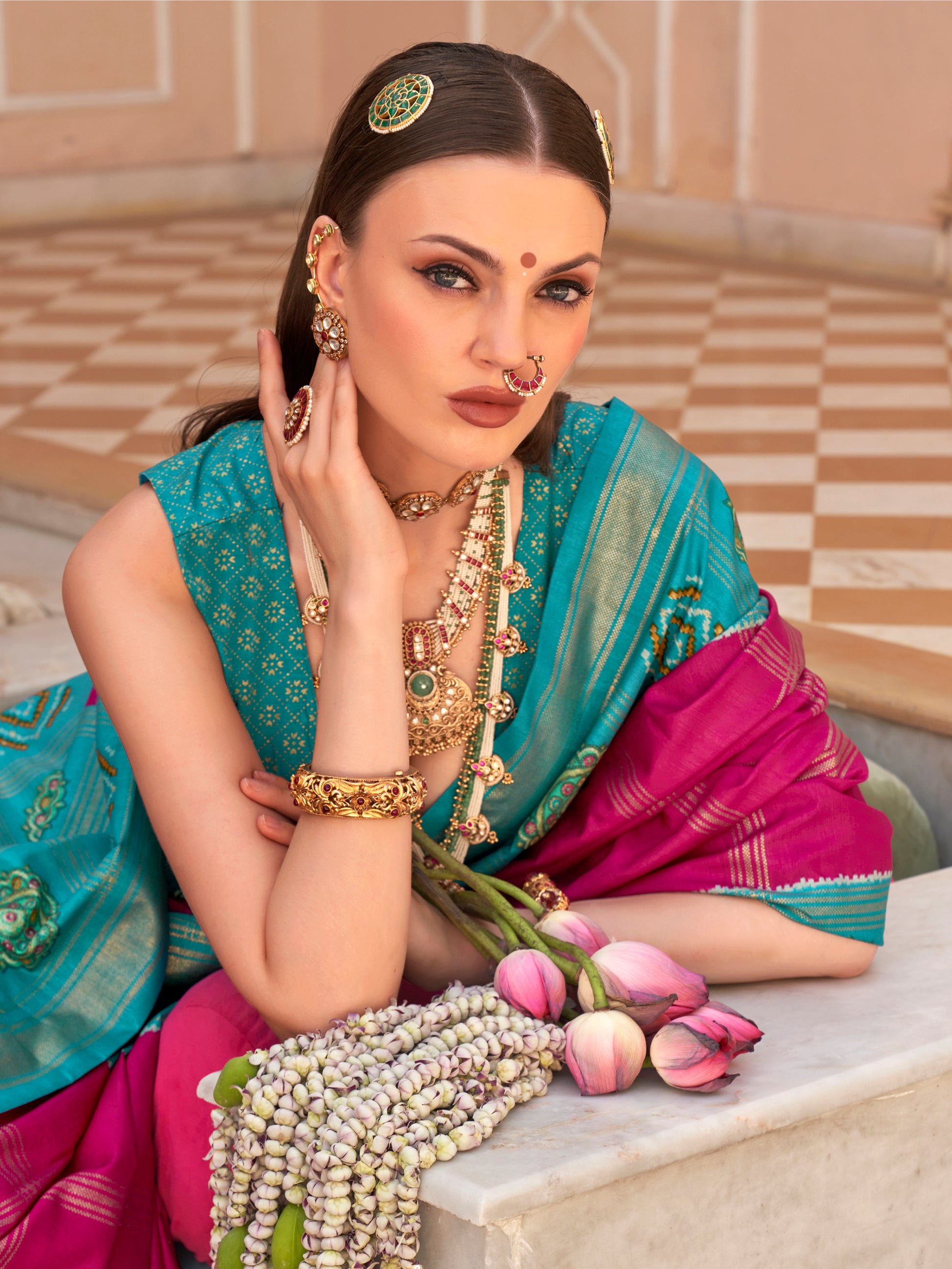Wonderful Rani Pink Patola Printed Silk Festival Wear Saree With Blouse
