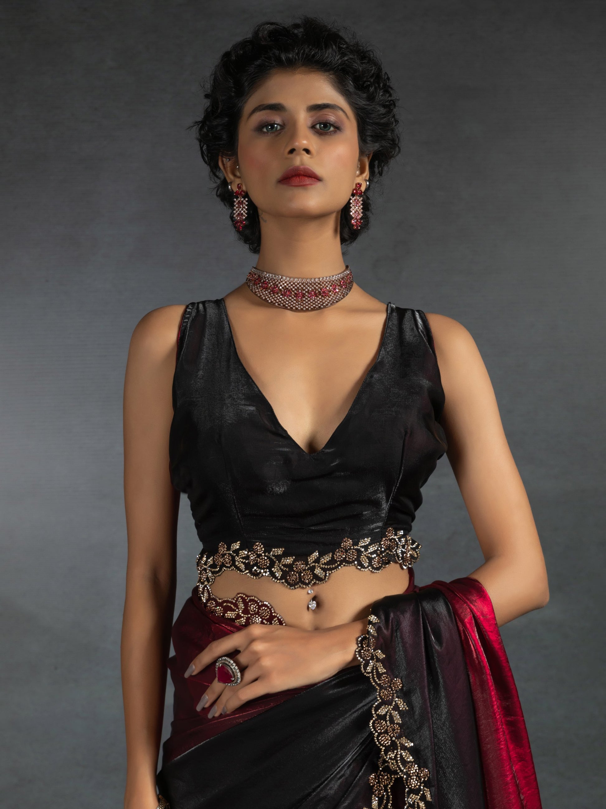 Spectacular Red Shaded Satin Wedding Wear Saree With Blouse