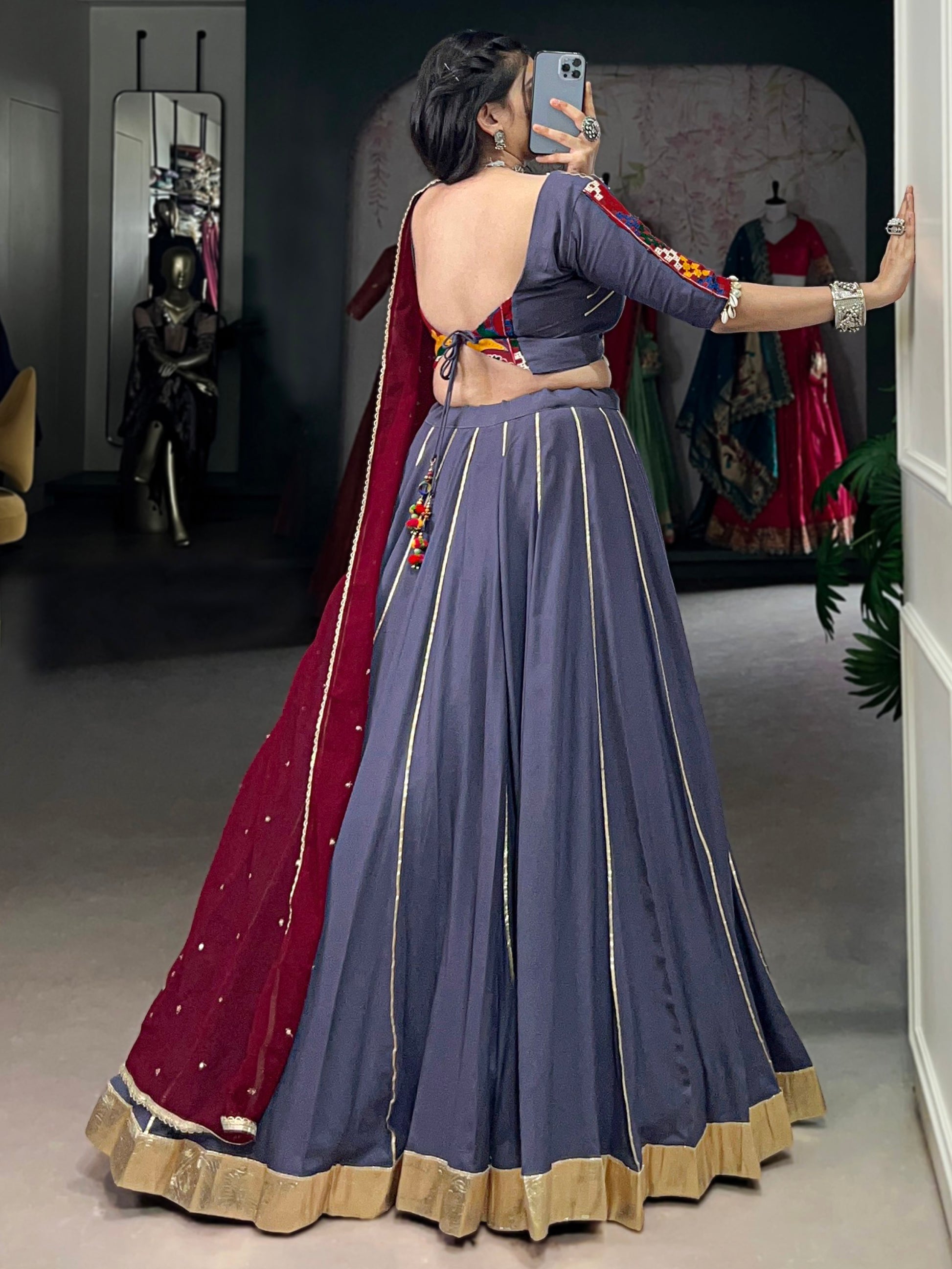 Refreshing Dusty Mauve Lace Work Rayon Traditional Lehenga With Blouse