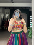 Engaging Multi-Color Lace Work Rayon Navratri Wear Lehenga Choli