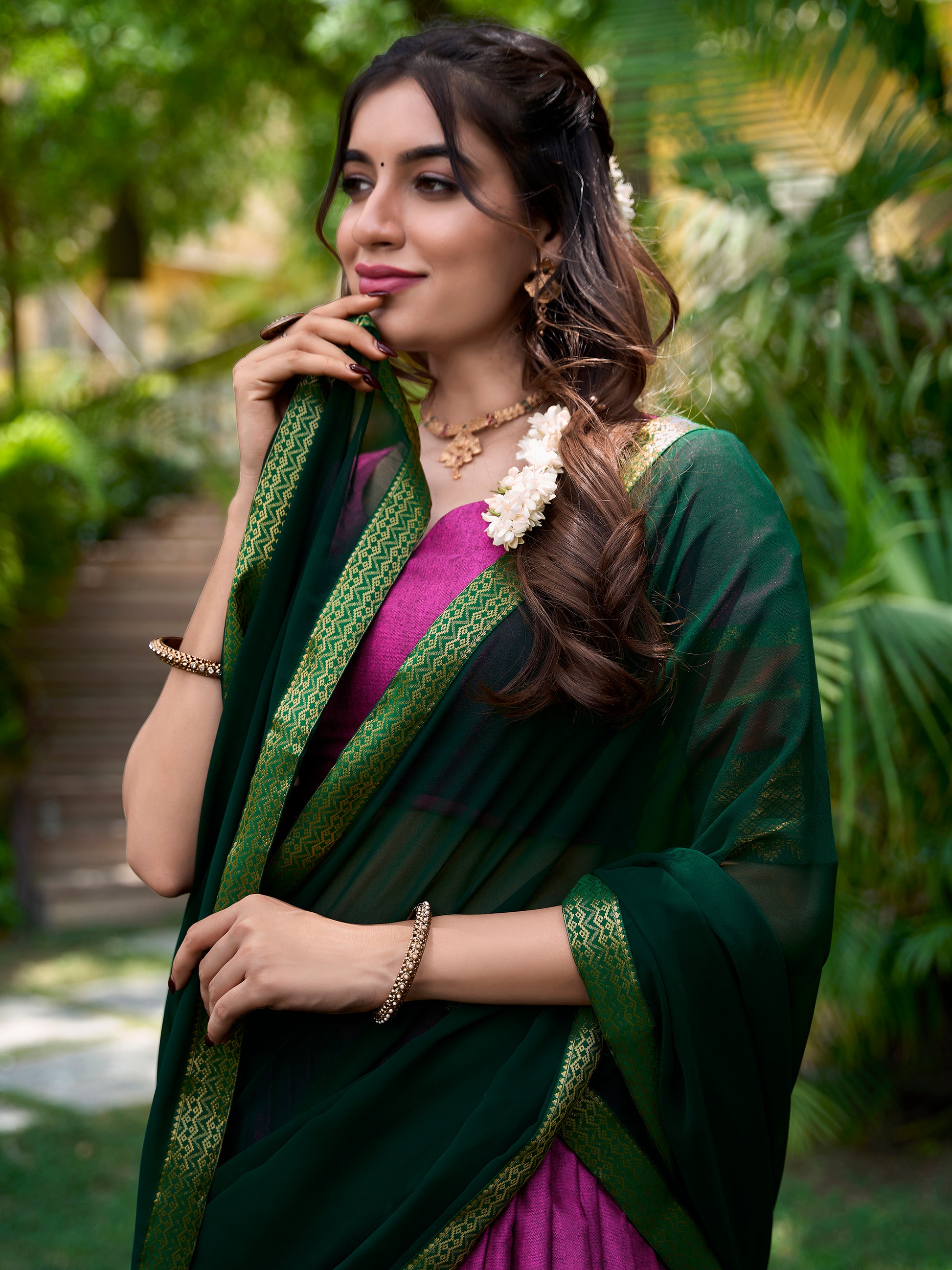 Adorable Purple Zari Weaving Cotton Festival Wear Half Saree Lehenga