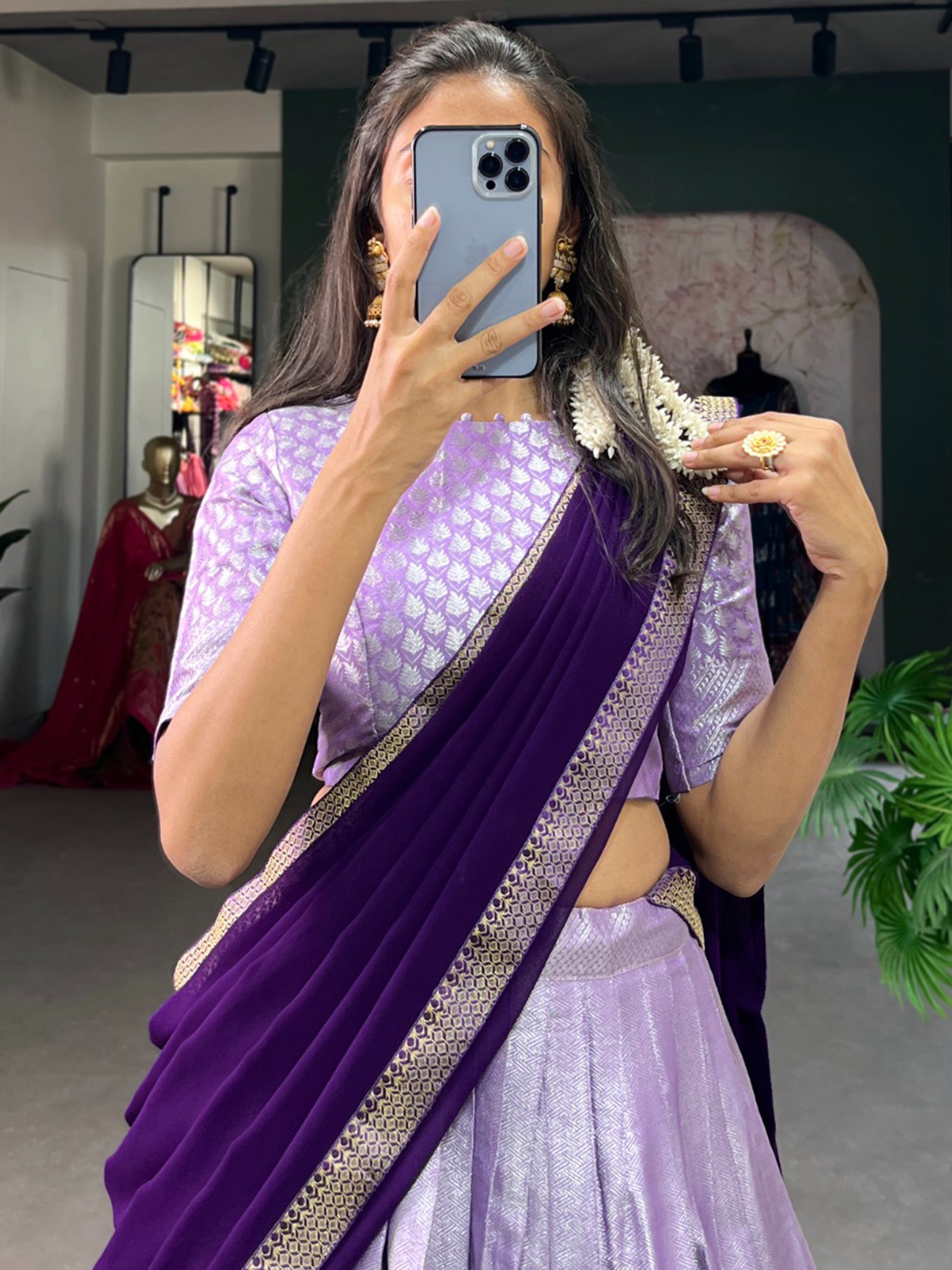 Gorgeous Lavender Weaving Jacquard Traditional Lehenga Choli
