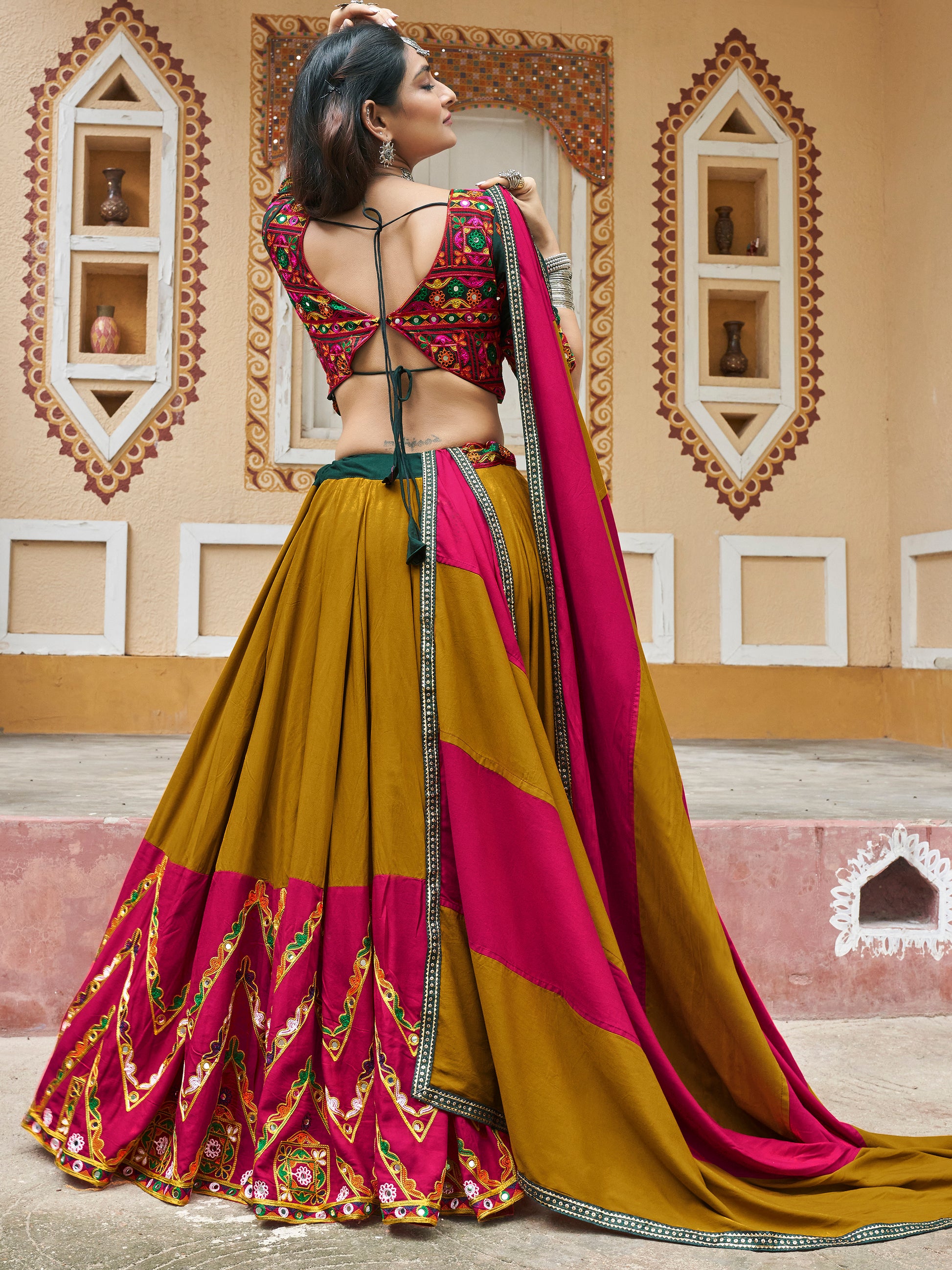 Marvelous Multi-Color Embroidered Rayon Navratri Lehenga Choli