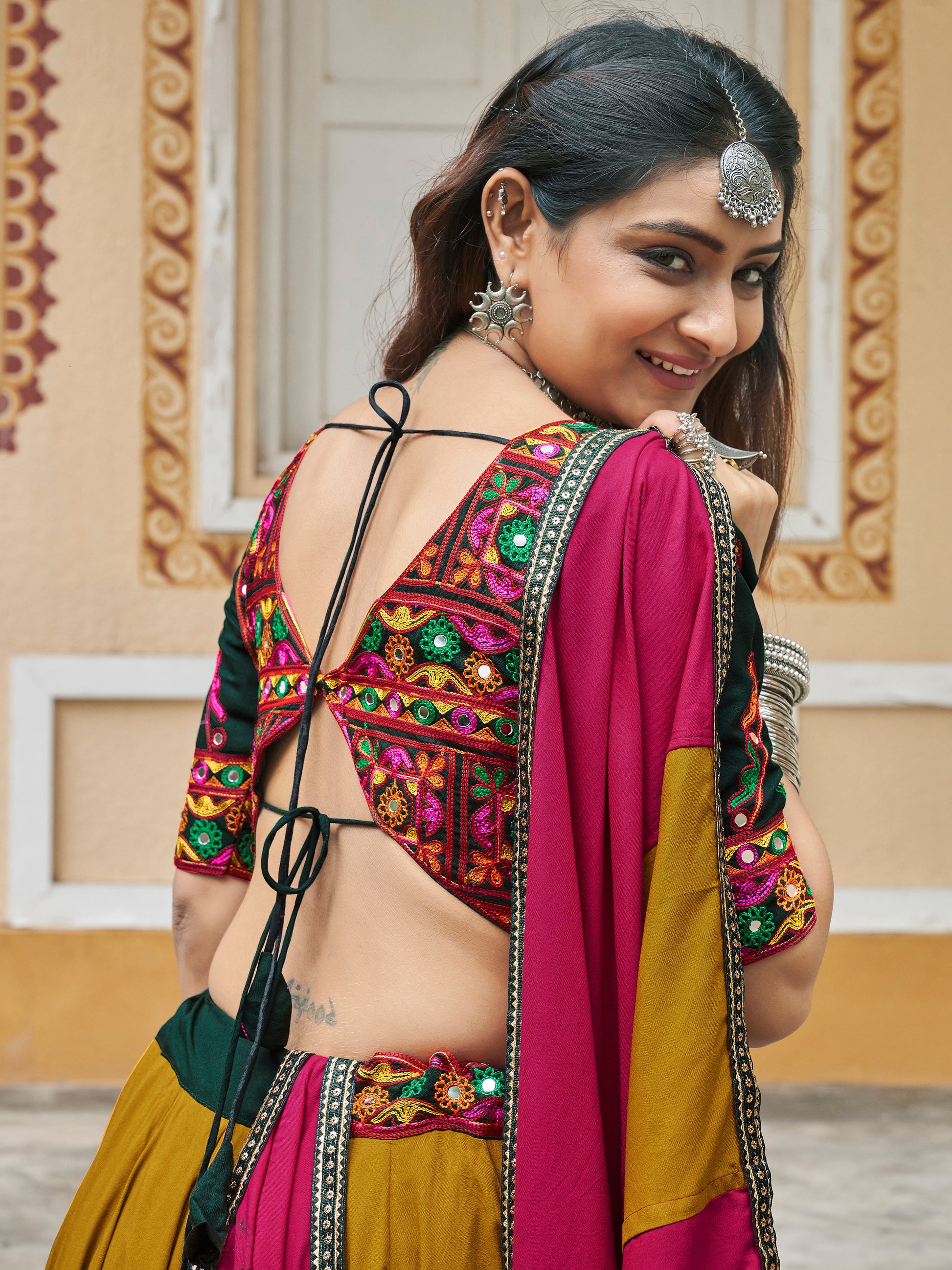 Marvelous Multi-Color Embroidered Rayon Navratri Lehenga Choli