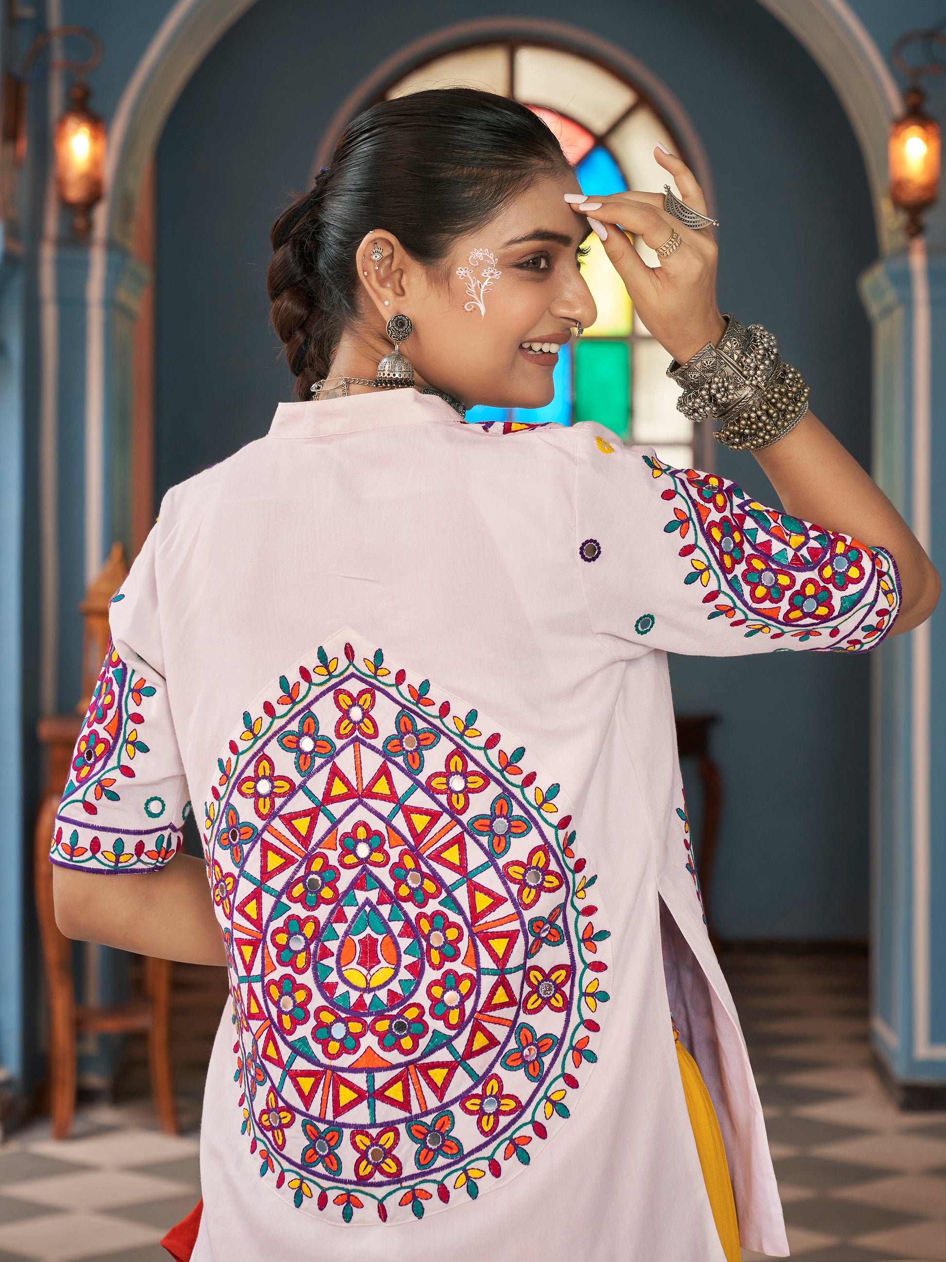 Stunning Multi-Color Rayon Navratri Lehenga Choli With Jacket