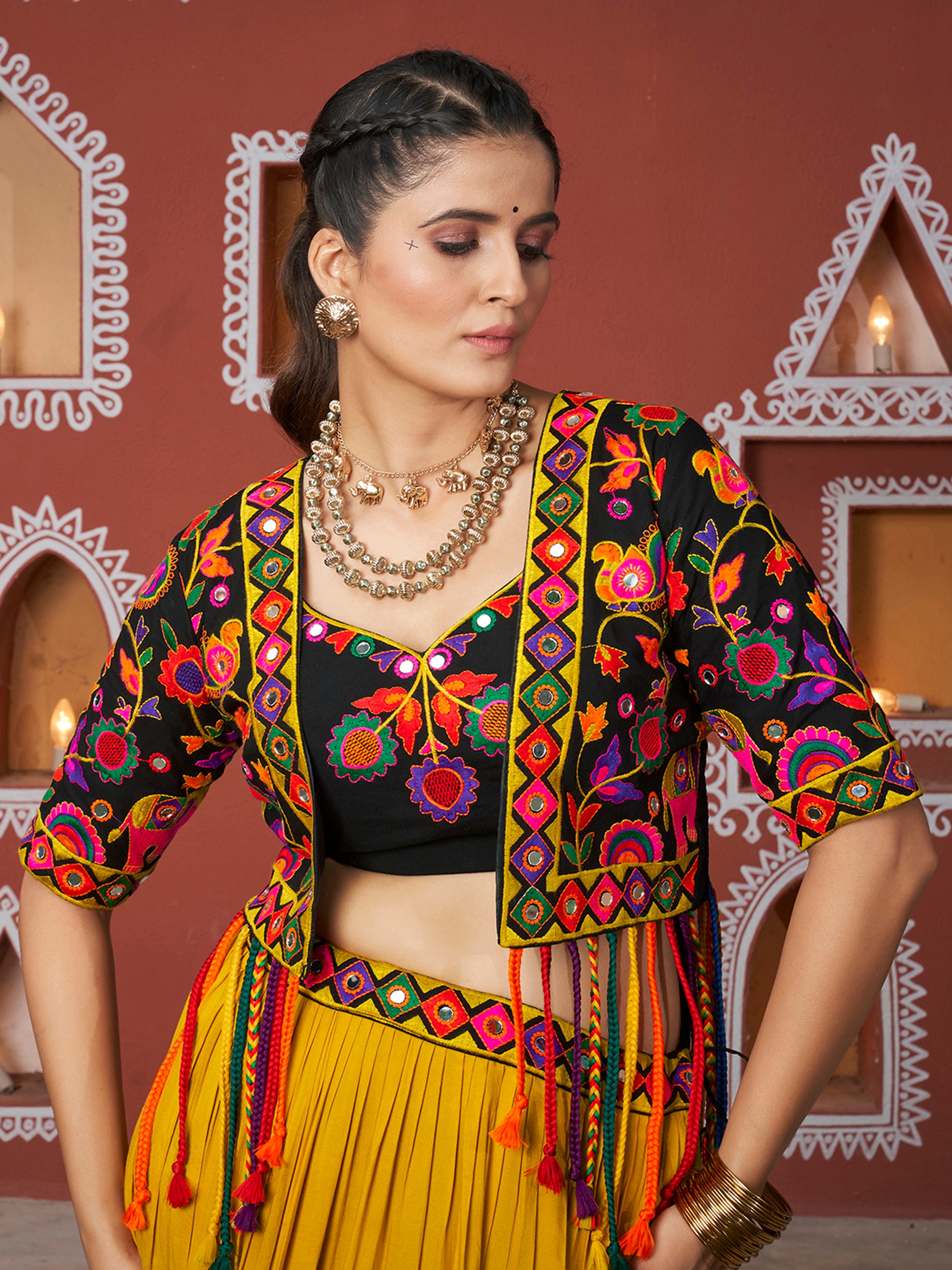 Attractive Multi-Color Navratri Lehenga Choli With Designer Jacket