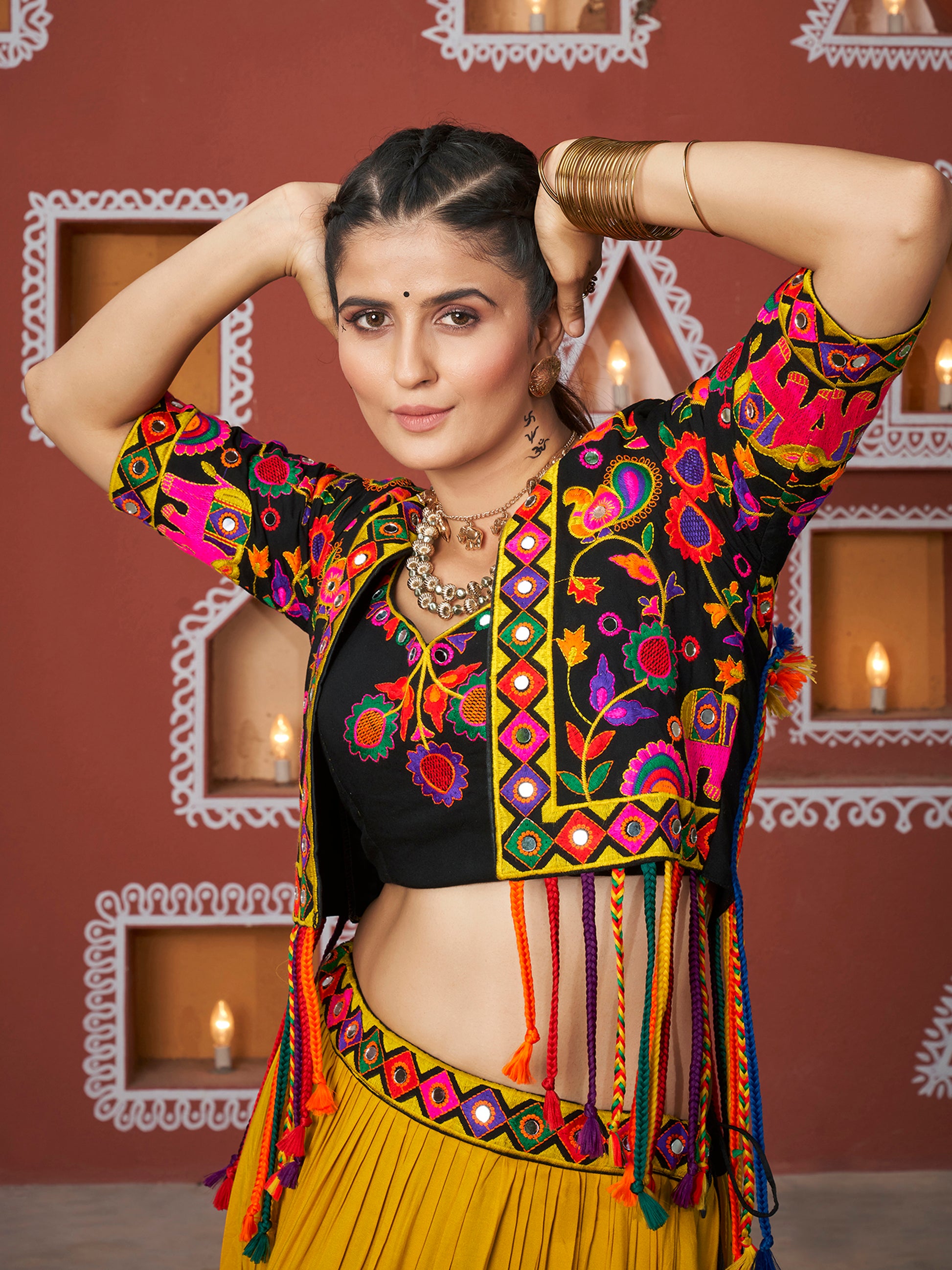 Attractive Multi-Color Navratri Lehenga Choli With Designer Jacket