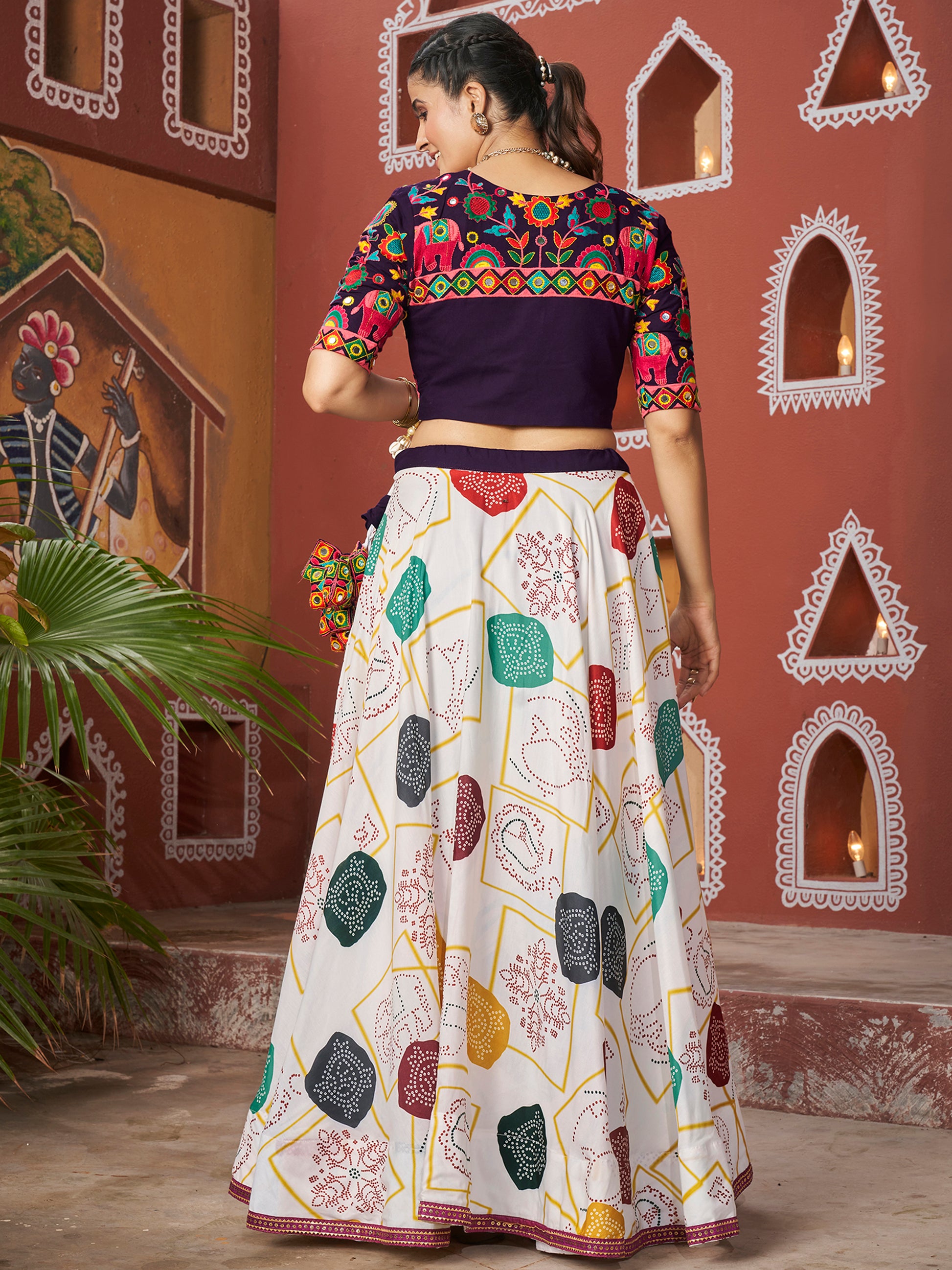 Enchanting White Printed Navratri Lehenga Choli With Jacket