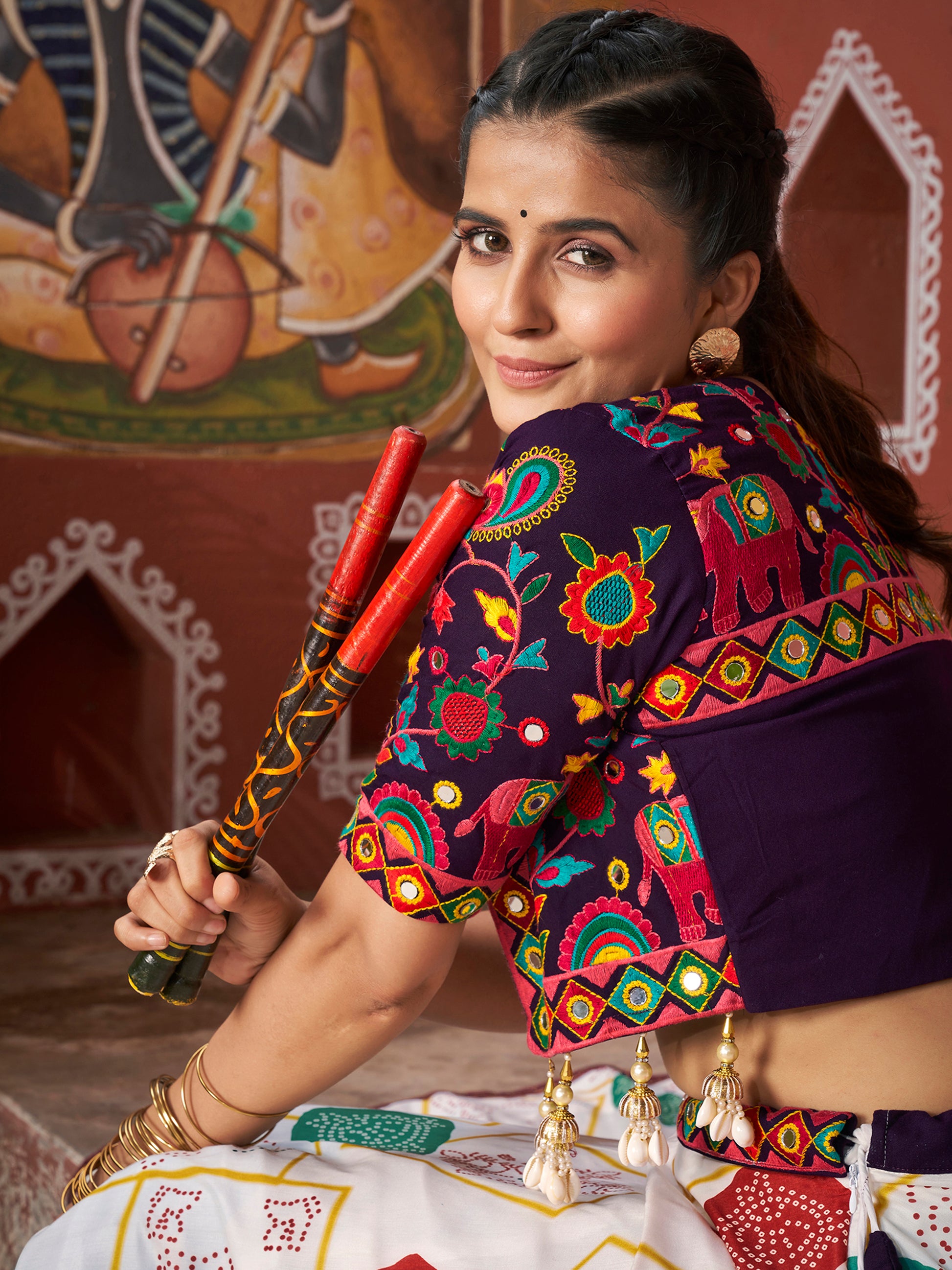 Enchanting White Printed Navratri Lehenga Choli With Jacket
