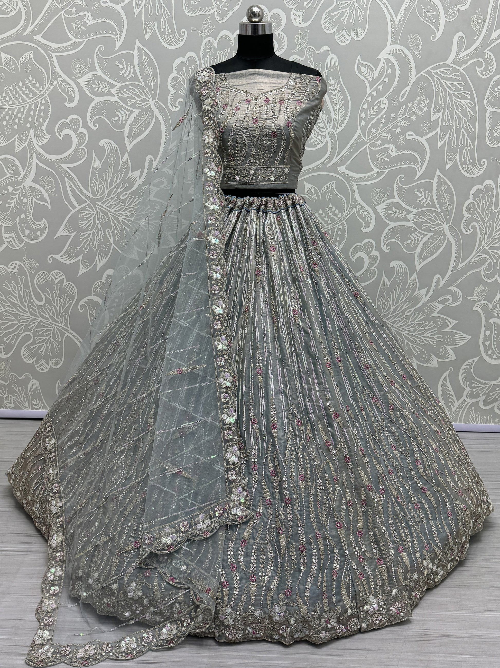 Attractive Light Blue Silk Bridesmaid Lehenga Choli With Dupatta