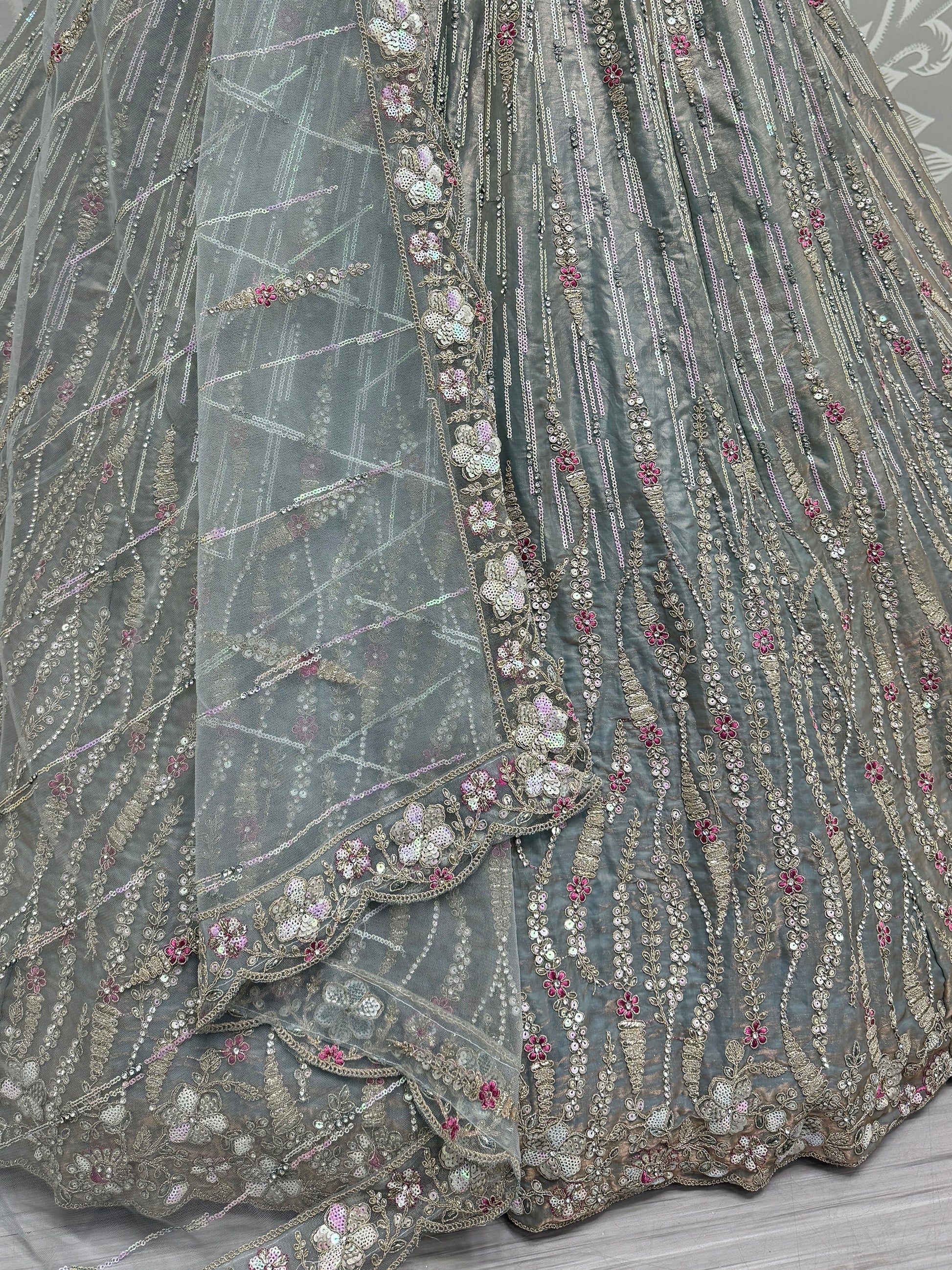 Attractive Light Blue Silk Bridesmaid Lehenga Choli With Dupatta