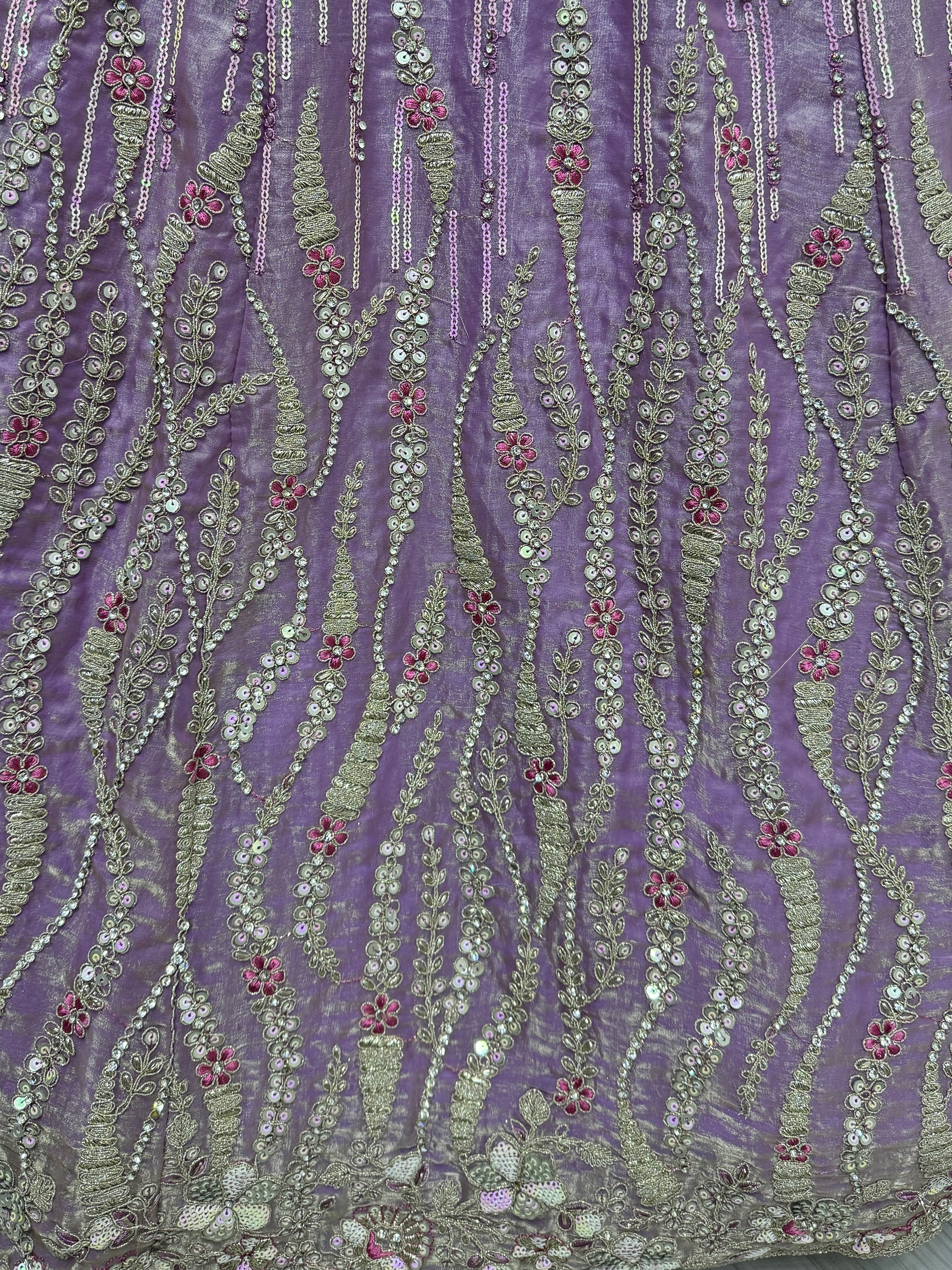 Dazzling Lavender Sequins Silk Bridesmaid Lehenga Choli With Dupatta