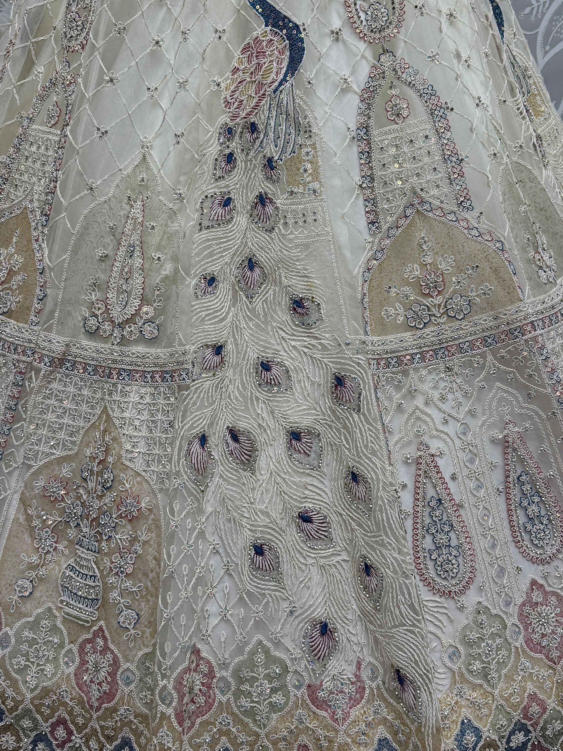 Lovely Off-White Sequins Net Wedding Lehenga Choli With Dupatta