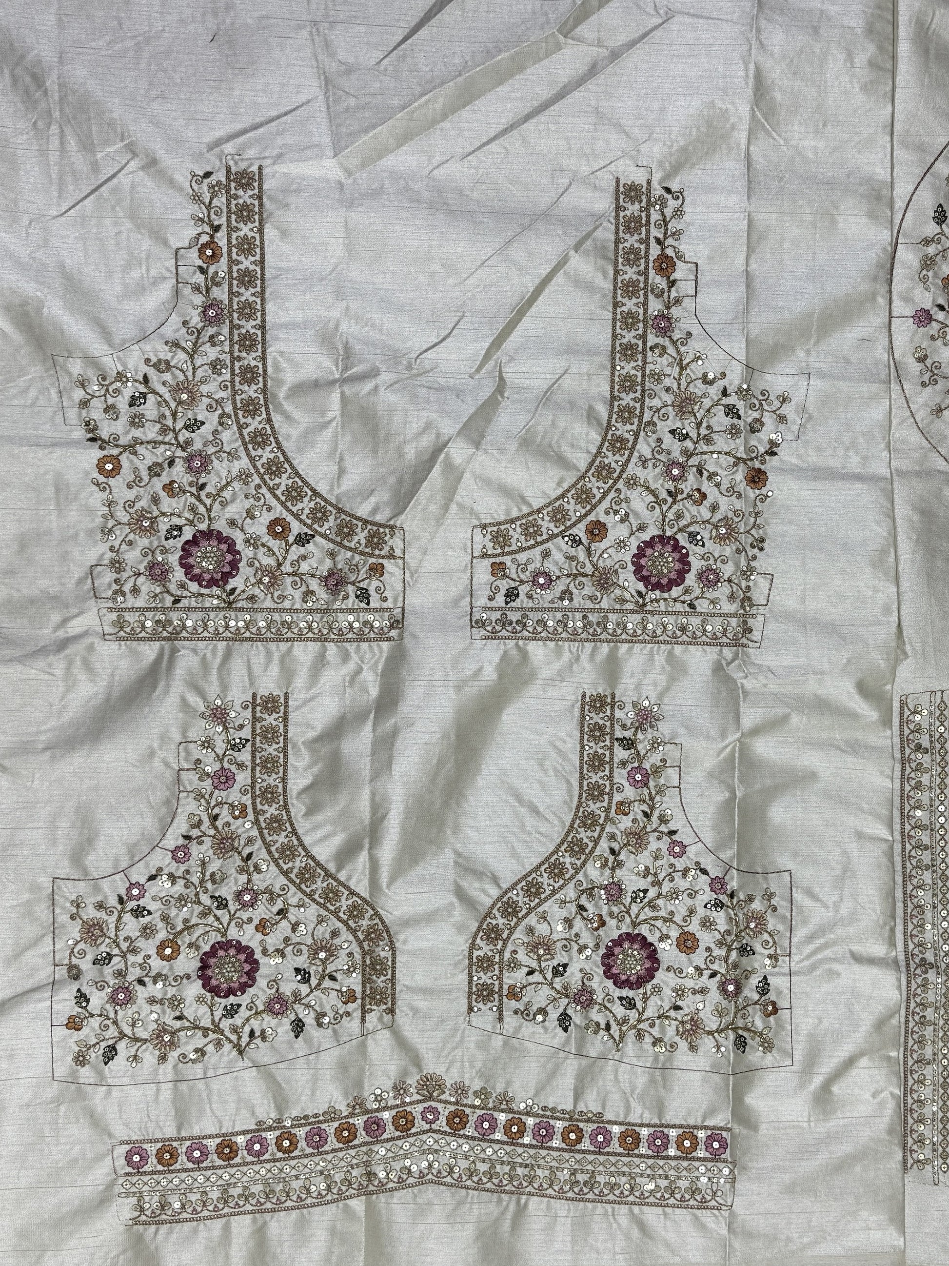 Stunning Off-White Sequins Work Silk Wedding Lehenga Choli With Double Dupatta