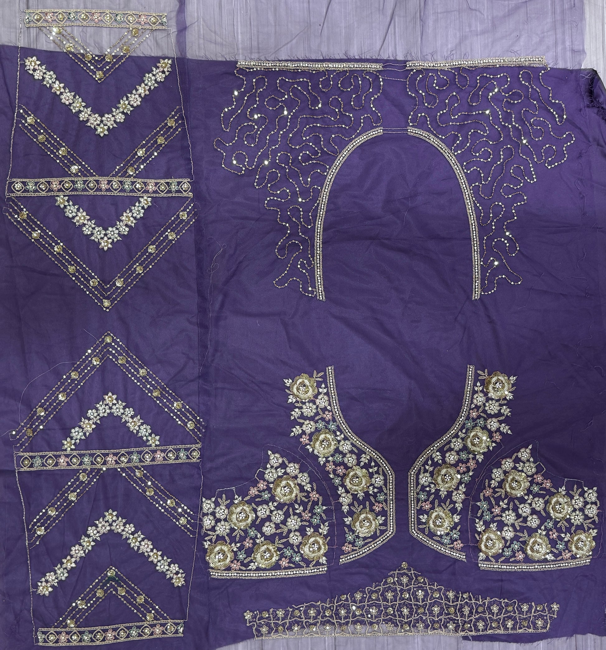 Alluring Purple Thread Embroidery Net Wedding Lehenga Choli