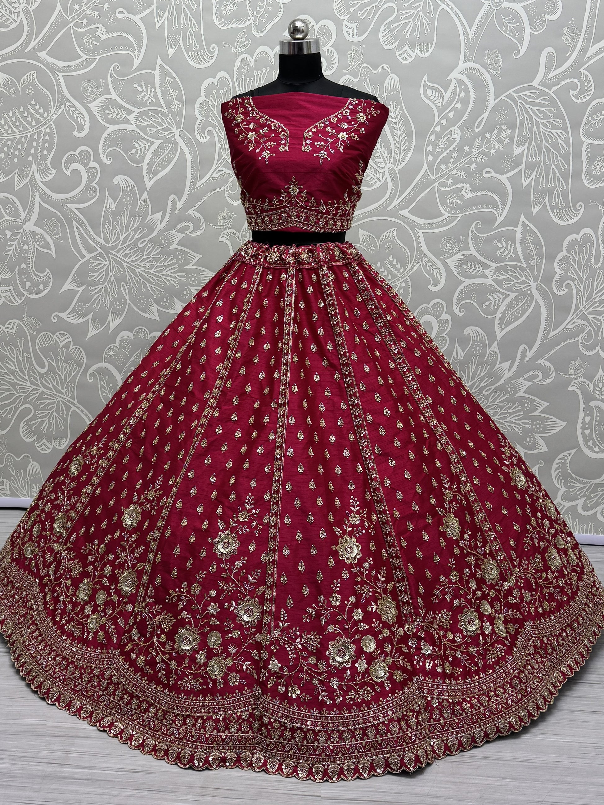Adorable Pink Hand Work Silk Bridal Lehenga Choli With Double Dupatta