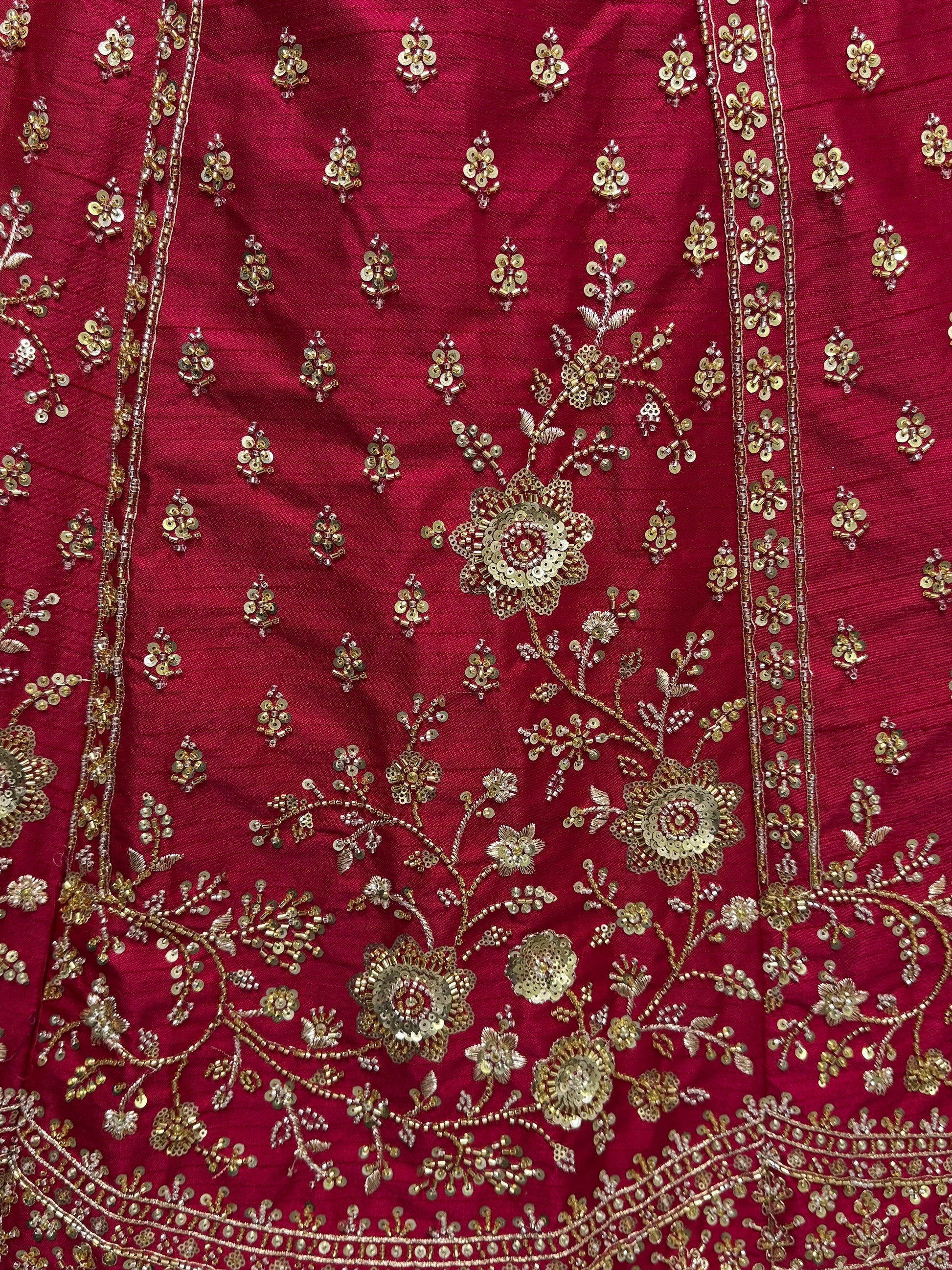 Adorable Pink Hand Work Silk Bridal Lehenga Choli With Double Dupatta
