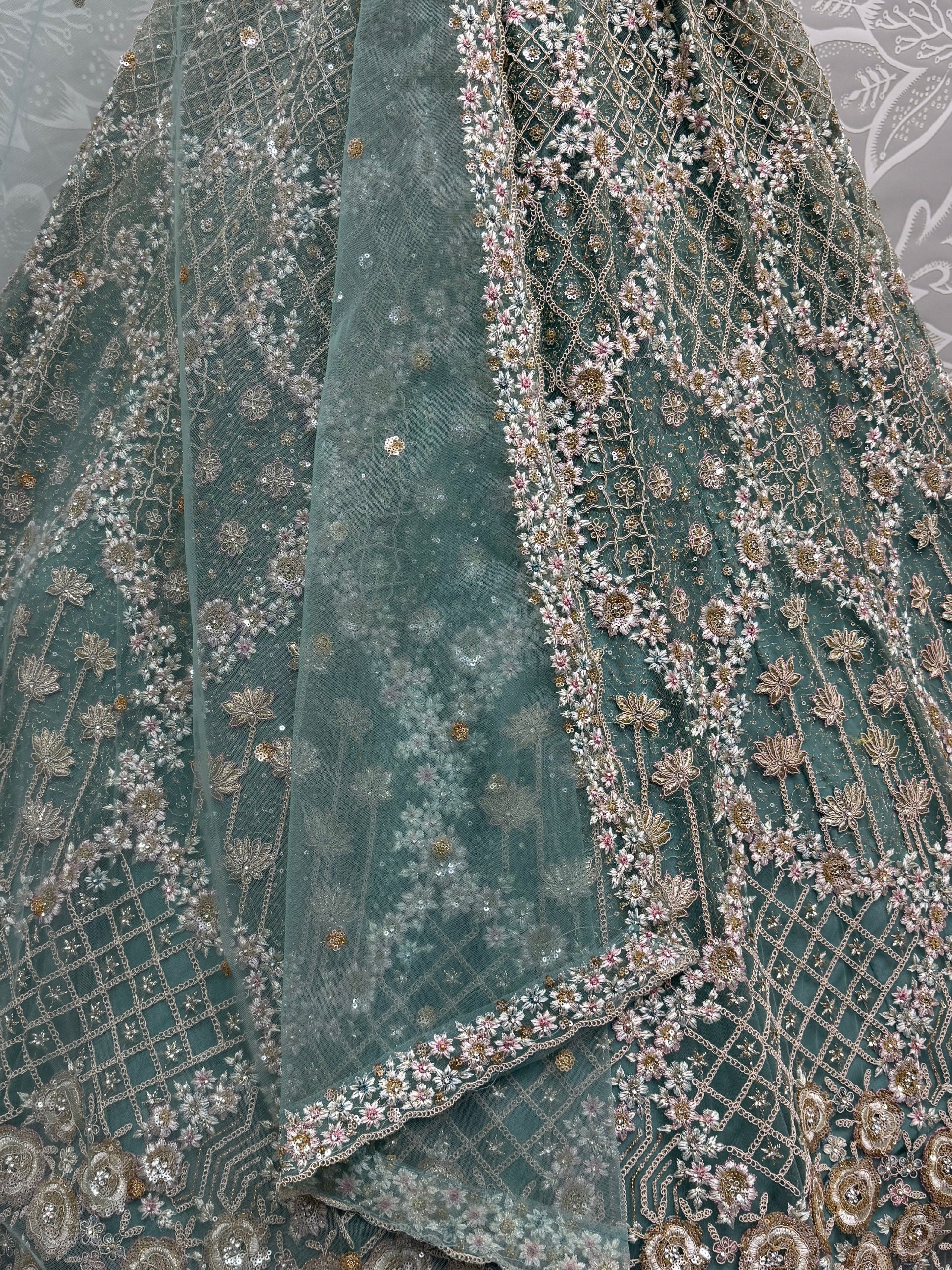 Attractive Blue Dori Embroidery Net Wedding Wear Lehenga Choli