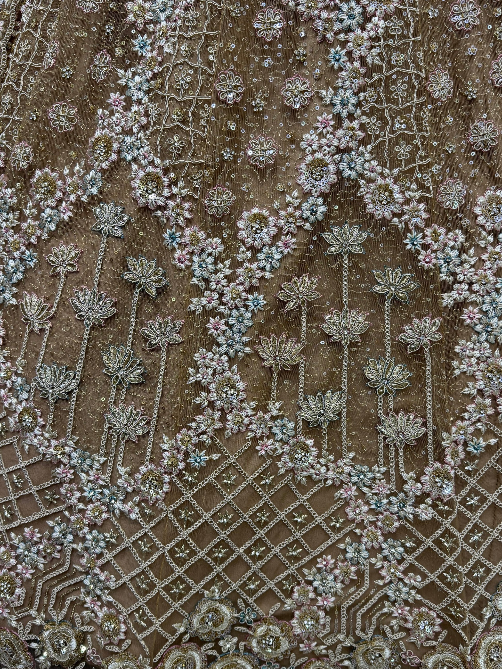 Amazing Golden Zirkon Work Net Engagement Wear Lehenga Choli