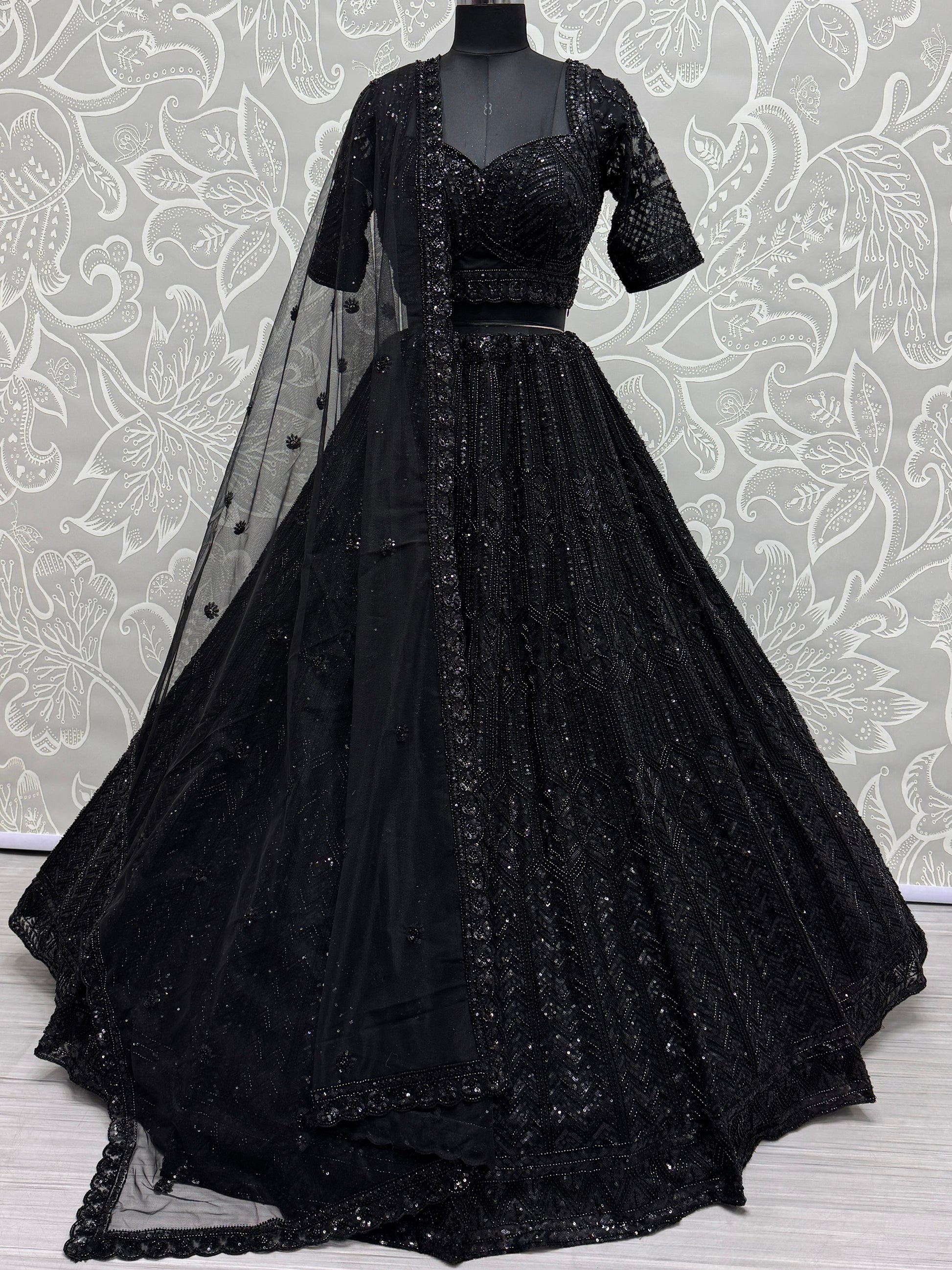 Amazing Black Sequins Net Reception Wear Lehenga Choli