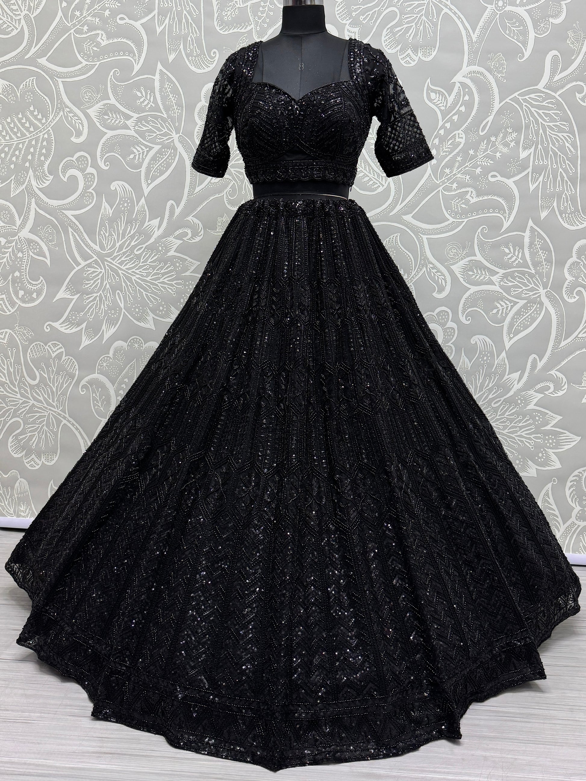 Amazing Black Sequins Net Reception Wear Lehenga Choli