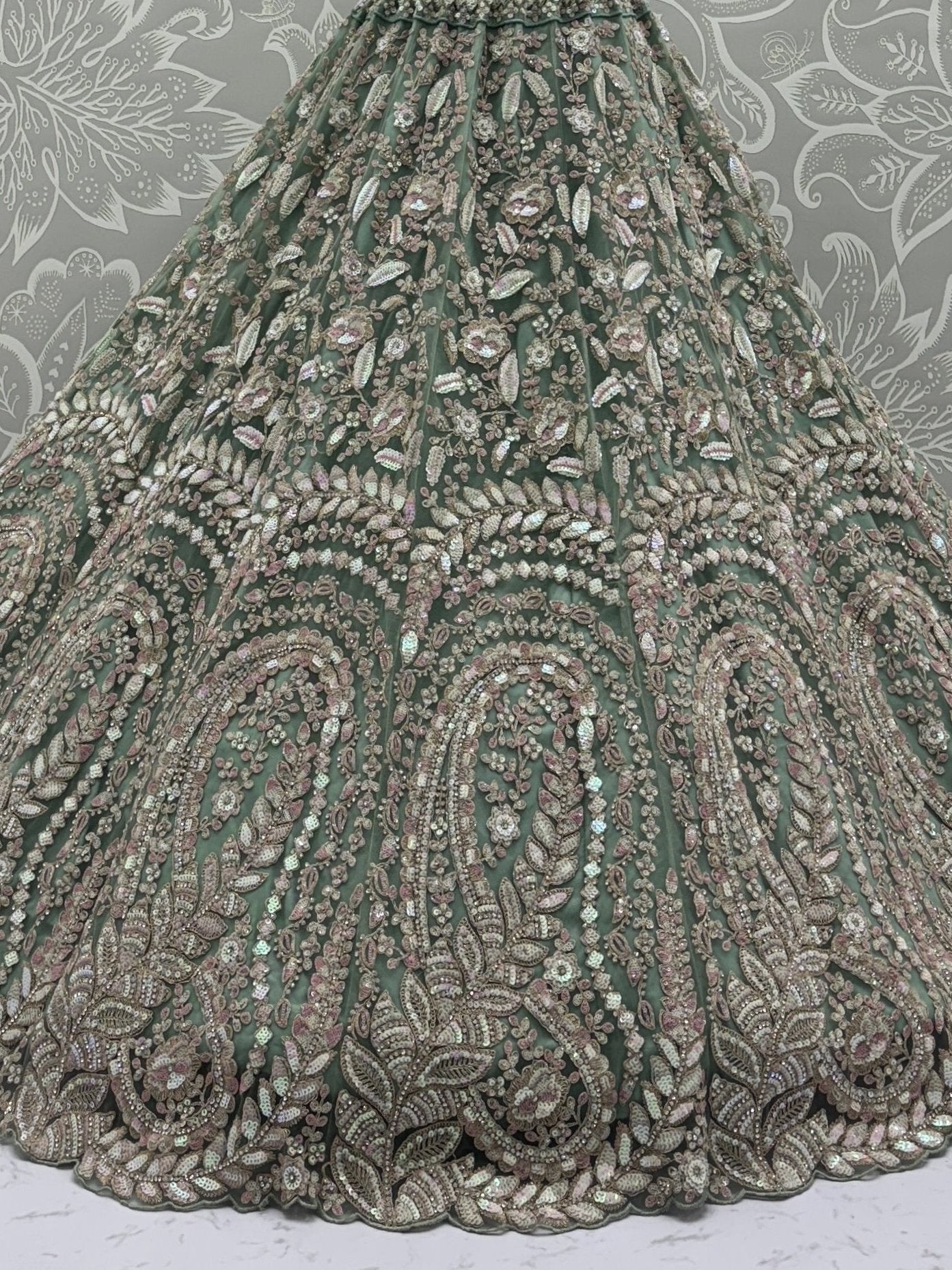 Enchanting Pista Green Sequins Net Reception Wear Lehenga Choli With Dupatta