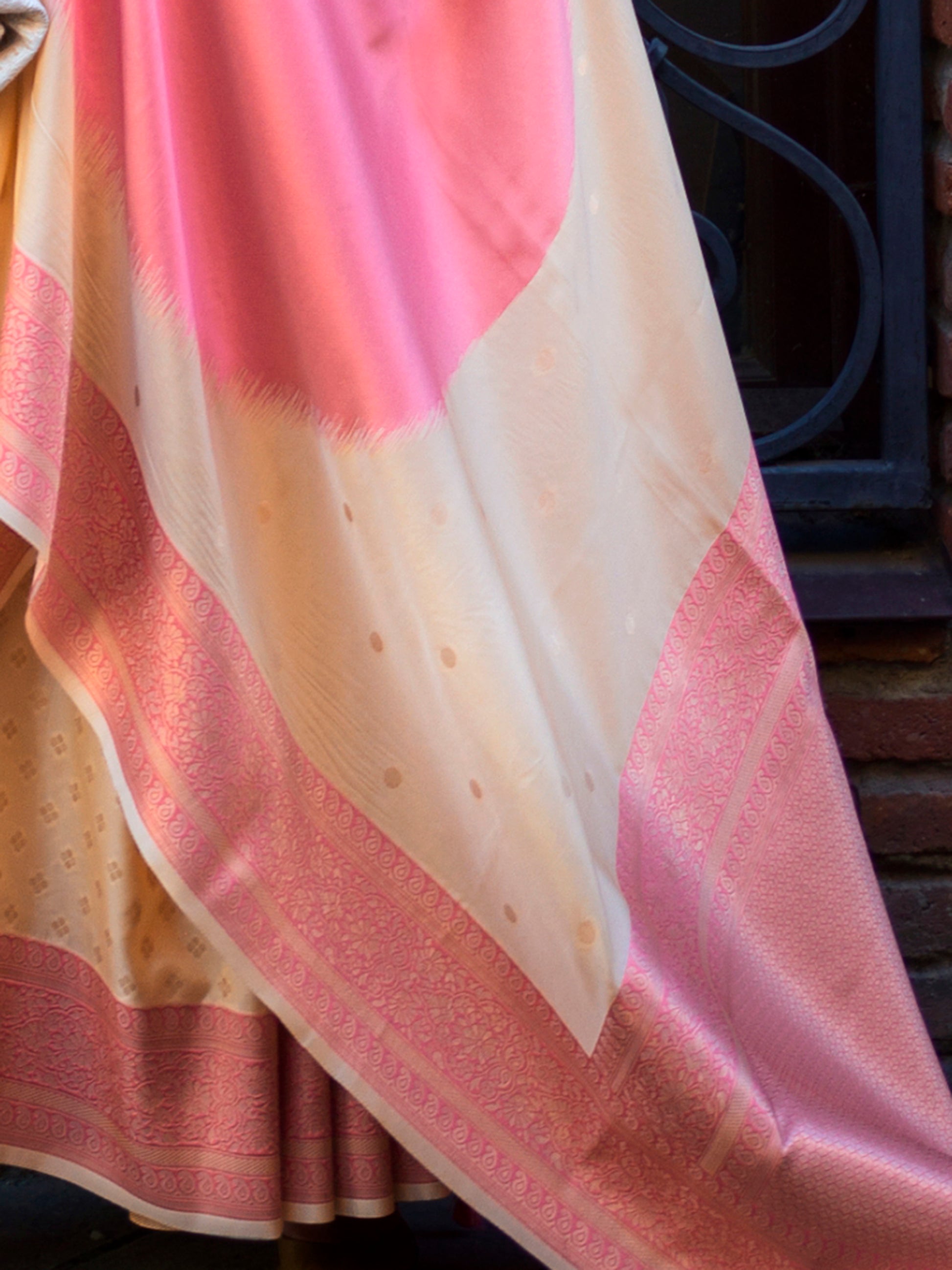 Bewitching Cream Weaving Silk Traditional Saree With Blouse