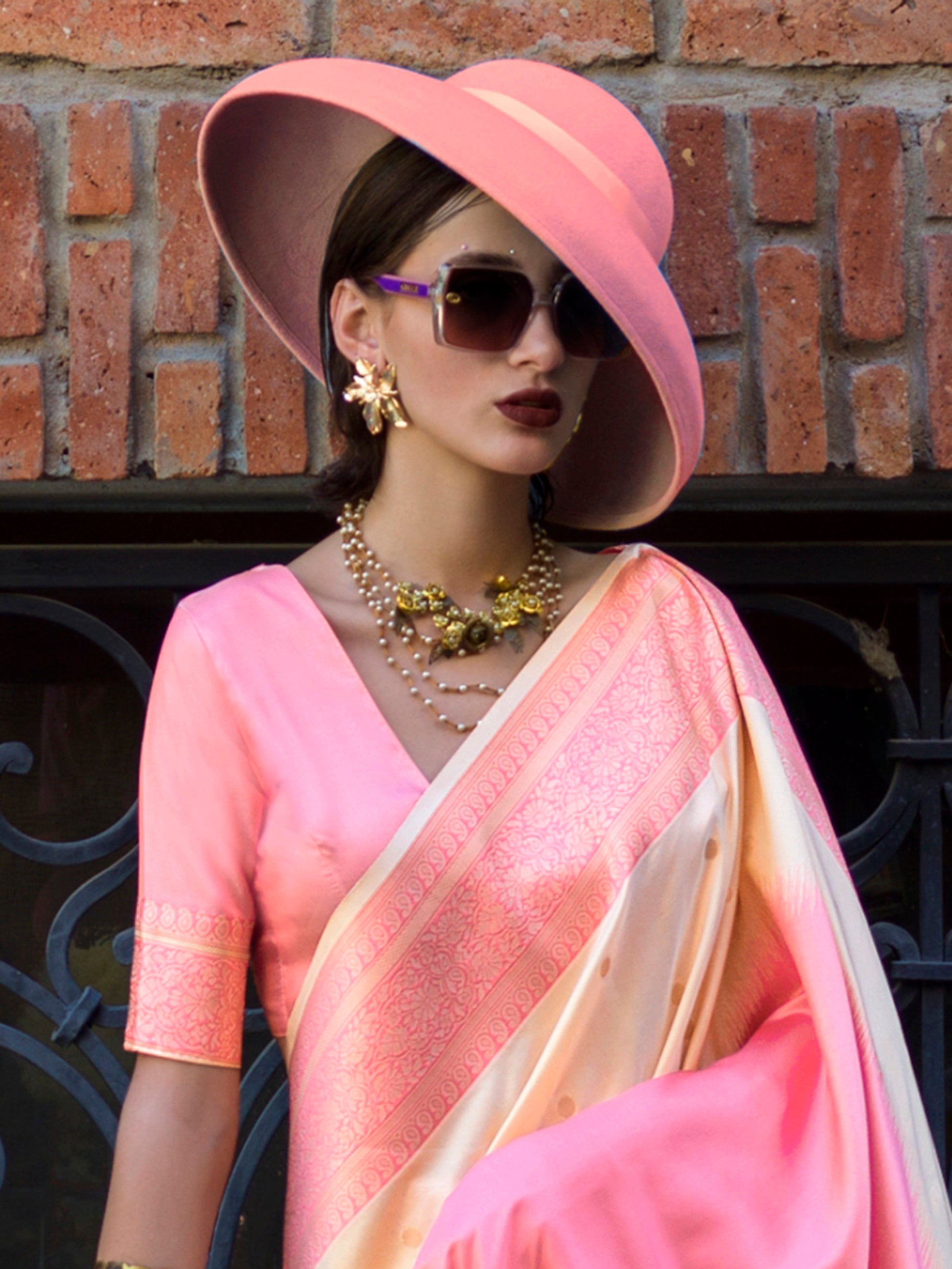 Bewitching Cream Weaving Silk Traditional Saree With Blouse