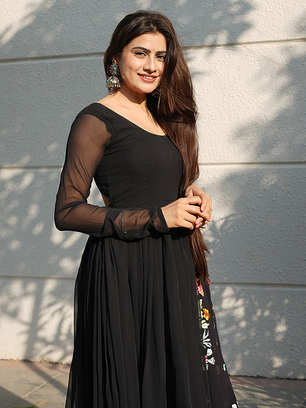 Beautiful Black Georgette Event Wear Anarkali Suit With Dupatta