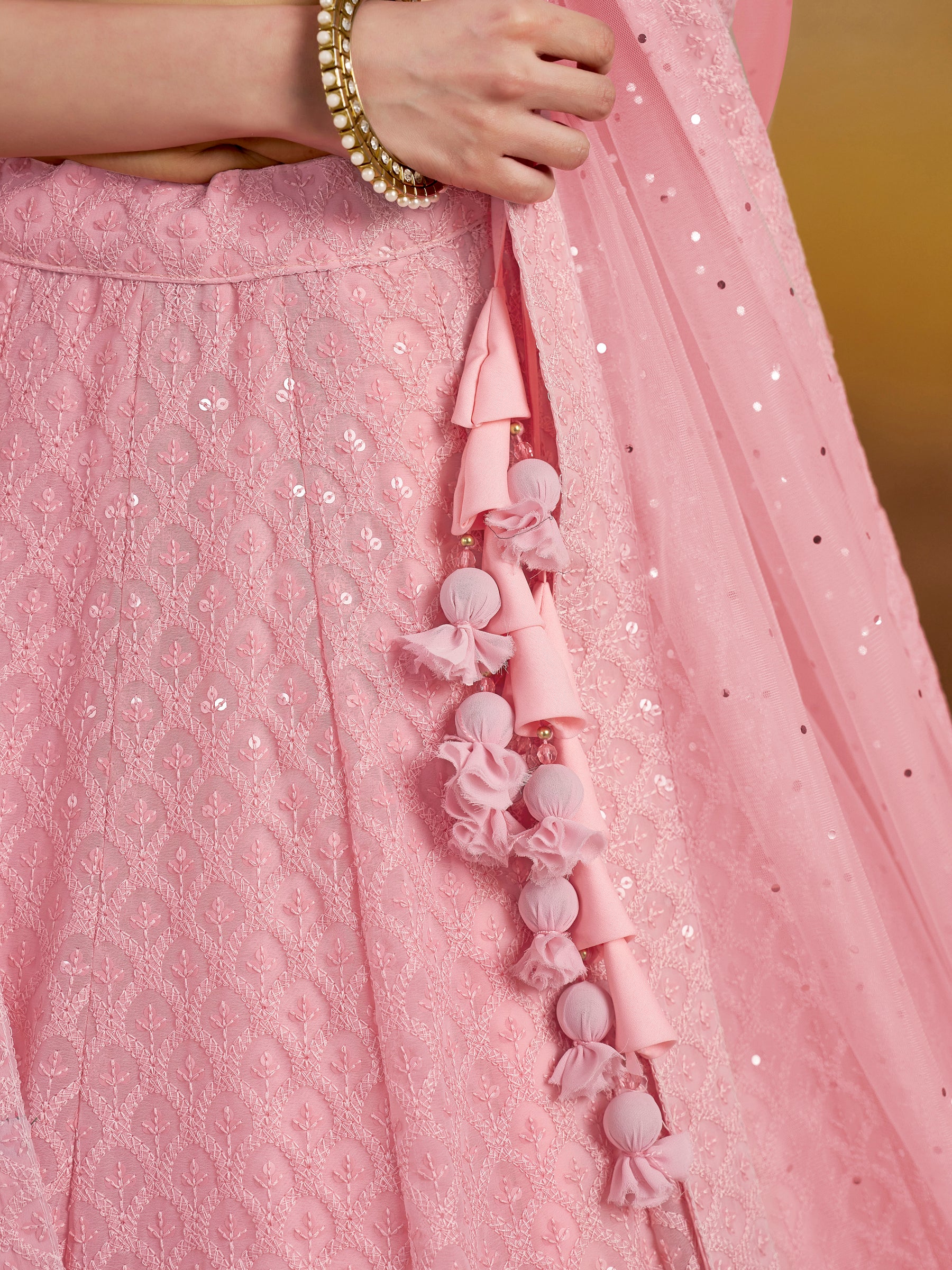 Precious Pink Sequins Georgette Festival Wear Lehenga Choli