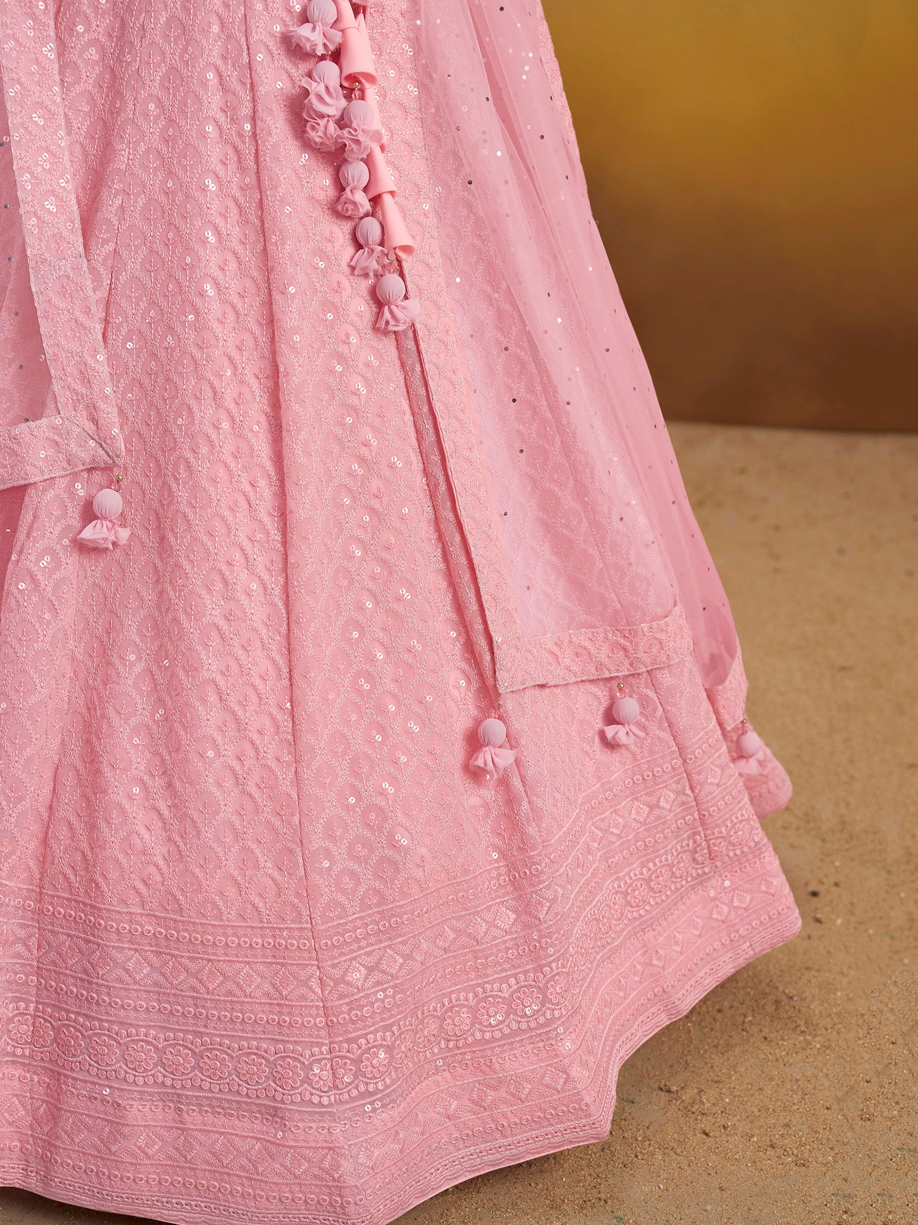 Precious Pink Sequins Georgette Festival Wear Lehenga Choli