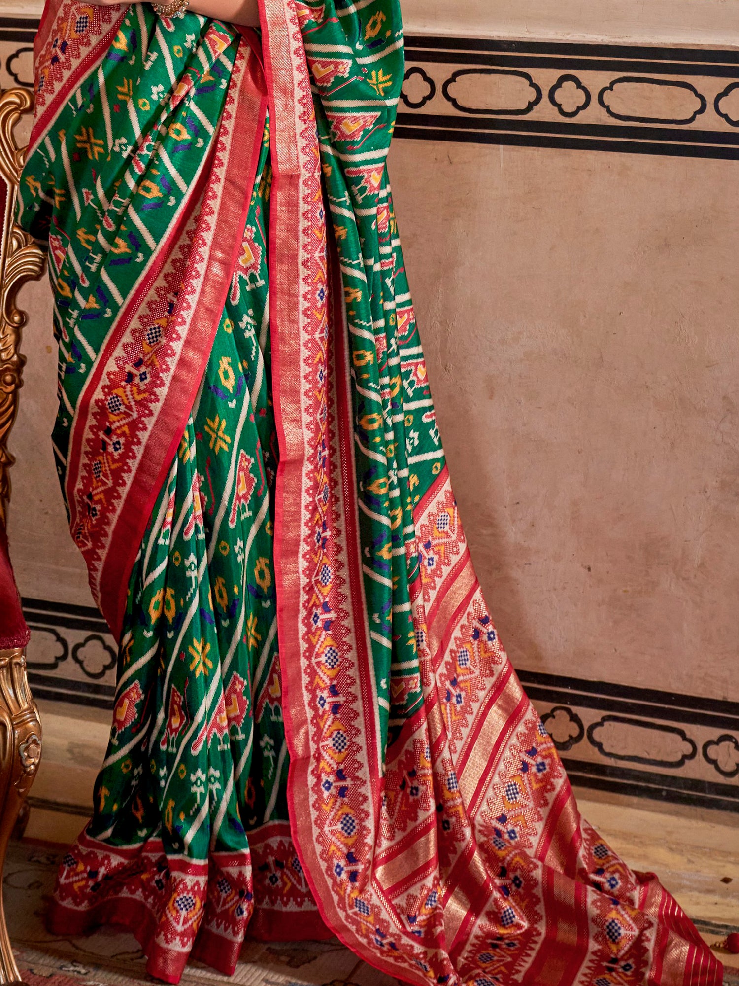 Wonderful Green Printed Silk Event Wear Saree With Blouse