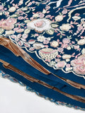 Stylish Teal Blue Floral Embroidery Net Engagement Wear Lehenga Choli