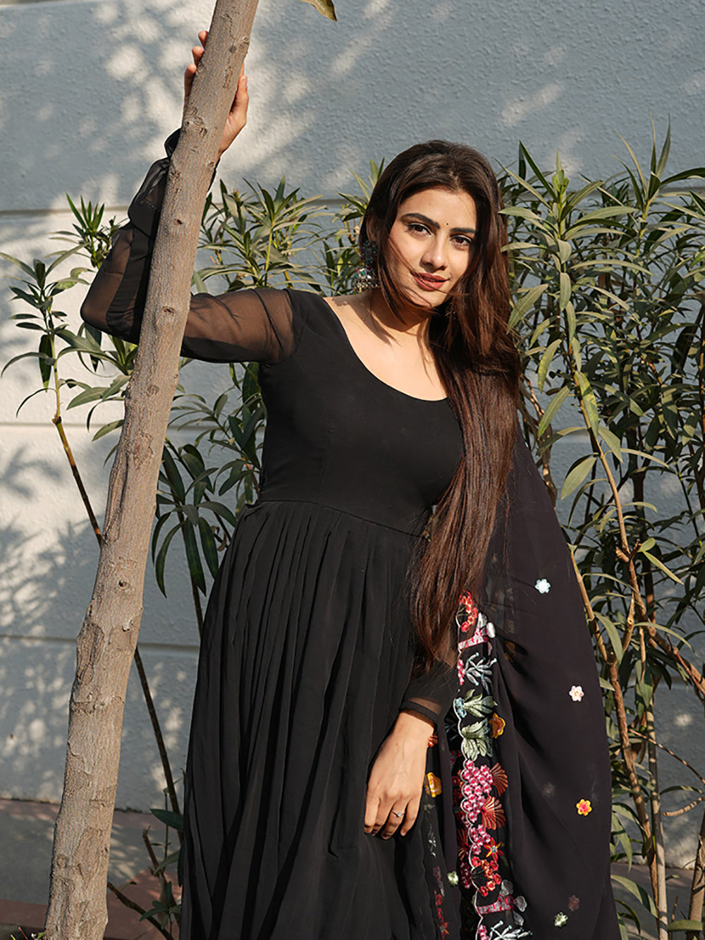 Beautiful Black Georgette Event Wear Anarkali Suit With Dupatta