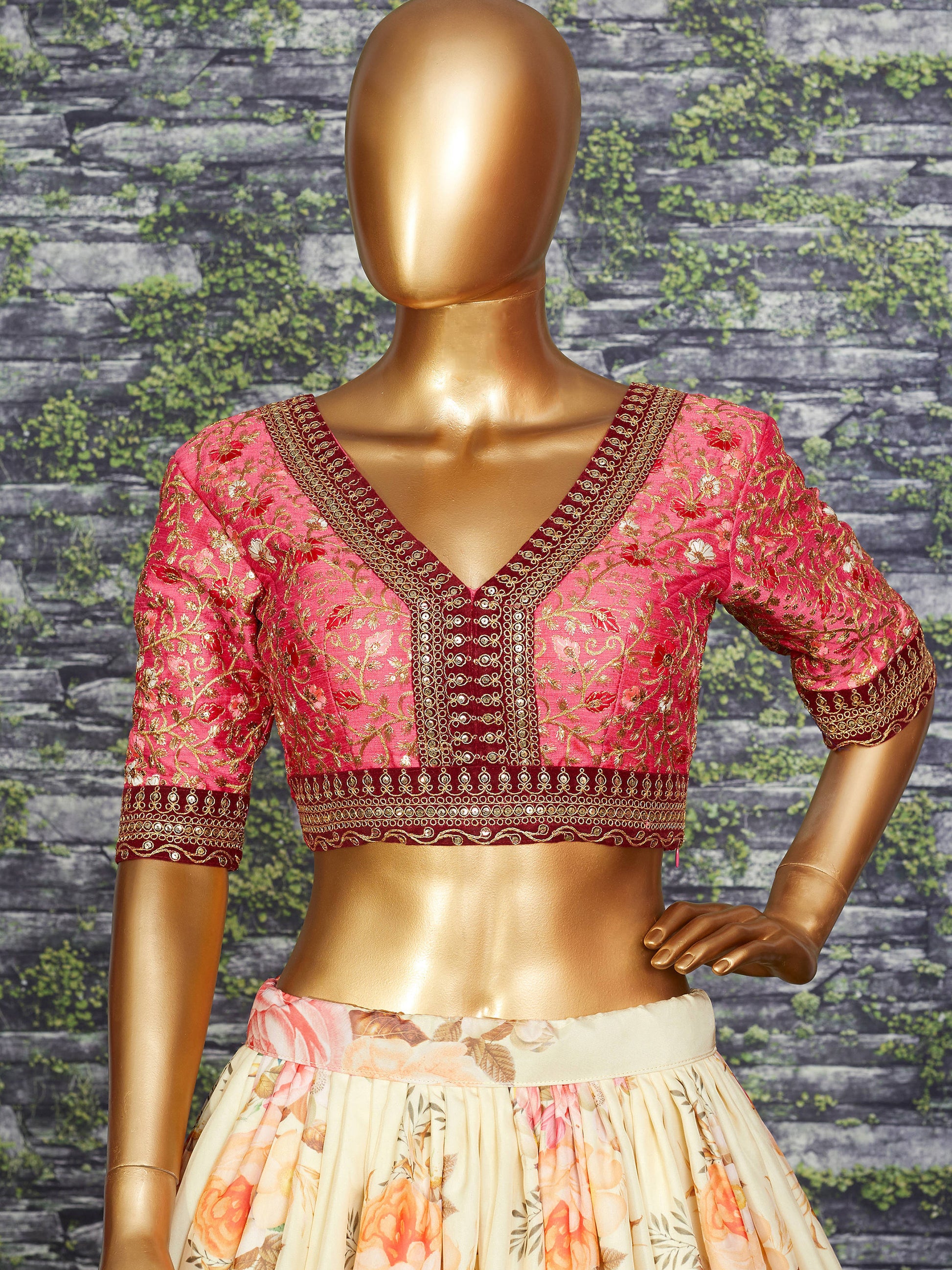 Attractive Off White Floral Printed Organza Wedding Wear Lehenga Choli
