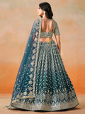 Attractive Dove Blue Zari Embroidered Shaded Lehenga Choli