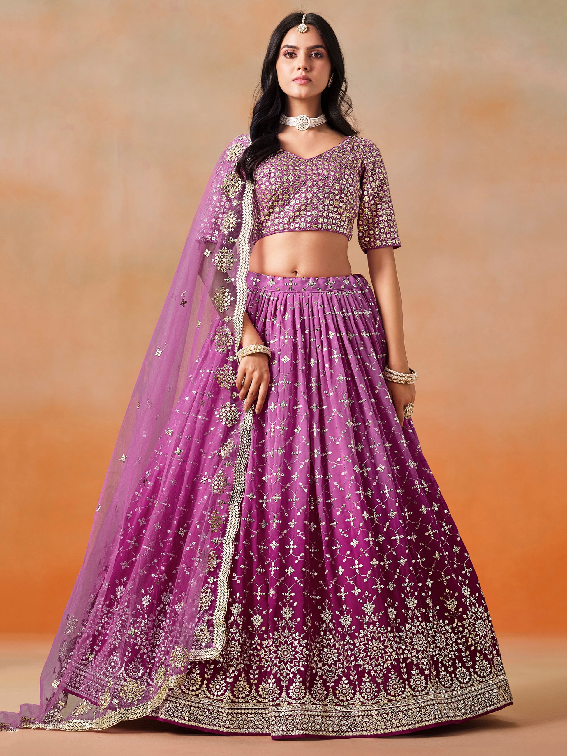 Fantastic Rani Pink Georgette Reception Wear Lehenga Choli