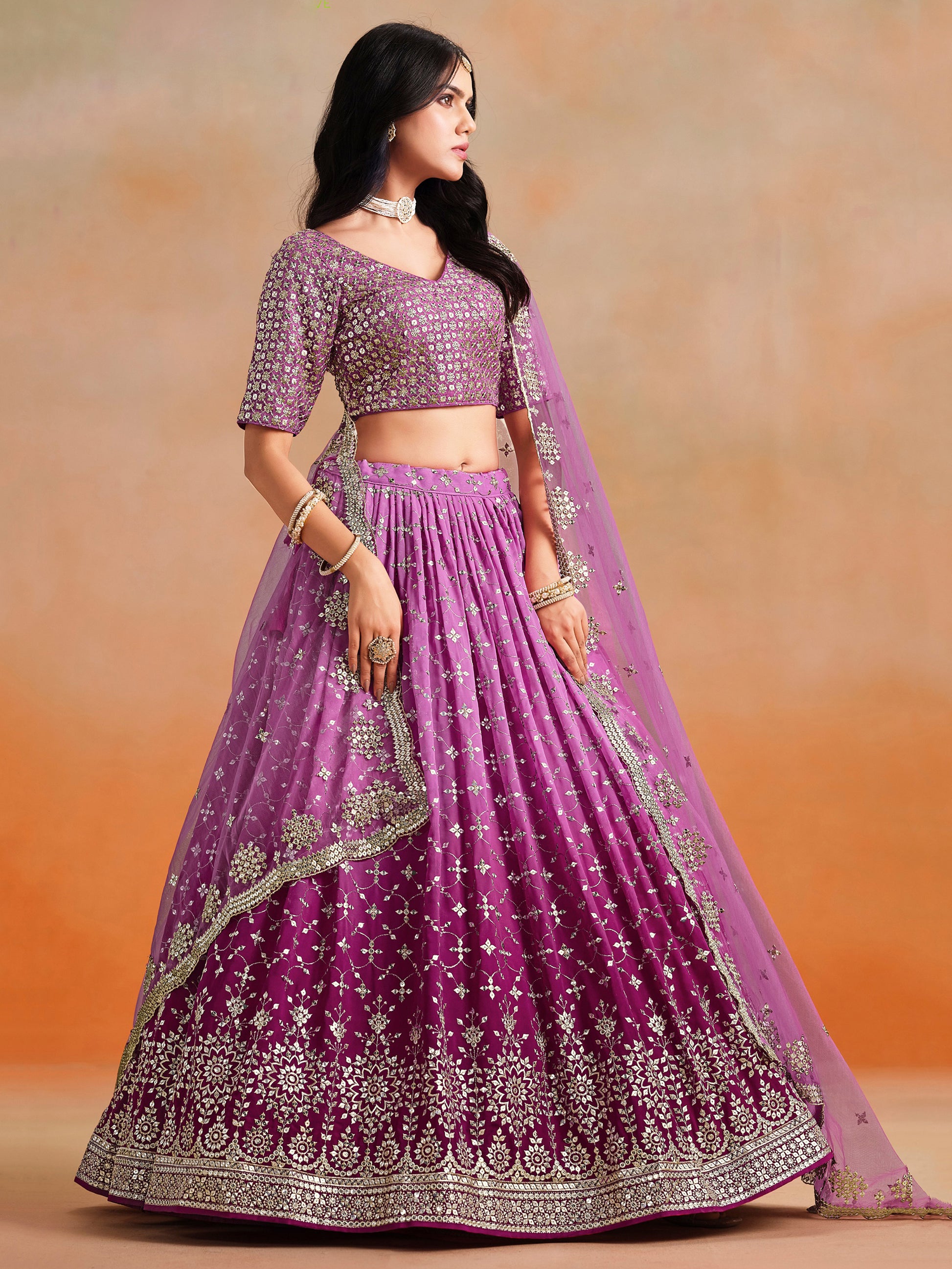 Fantastic Rani Pink Georgette Reception Wear Lehenga Choli