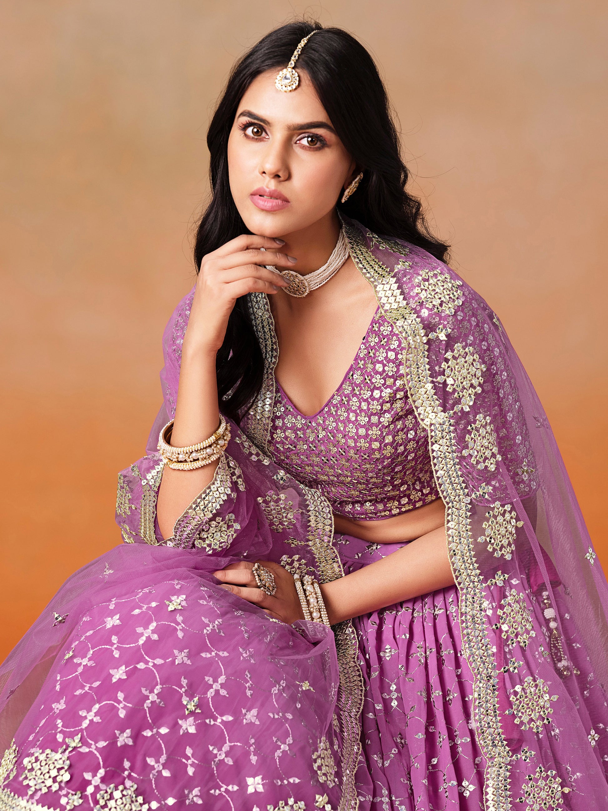 Fantastic Rani Pink Georgette Reception Wear Lehenga Choli