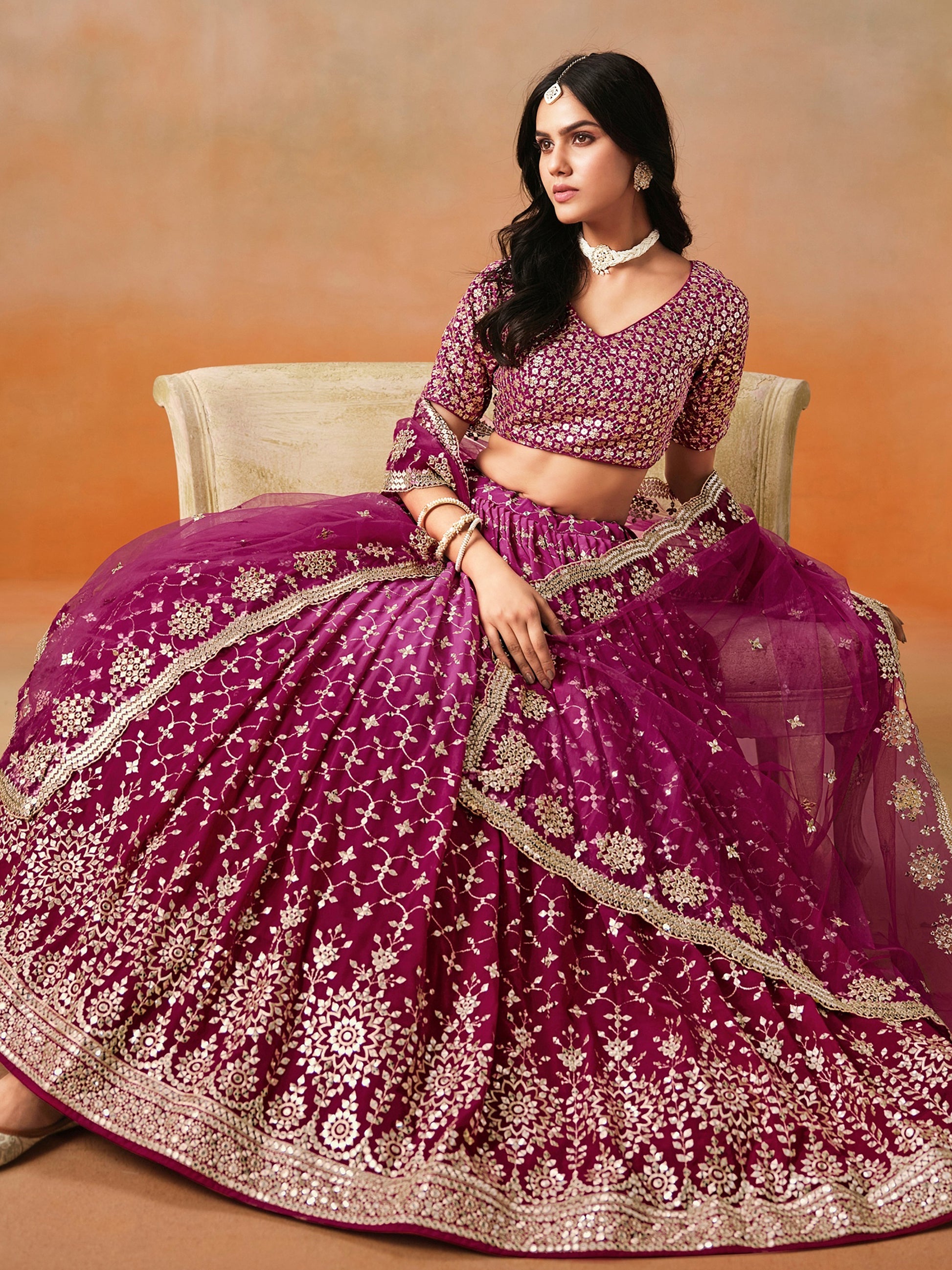 Amazing Pink Zari Embroidered Lehenga Choli With Dupatta