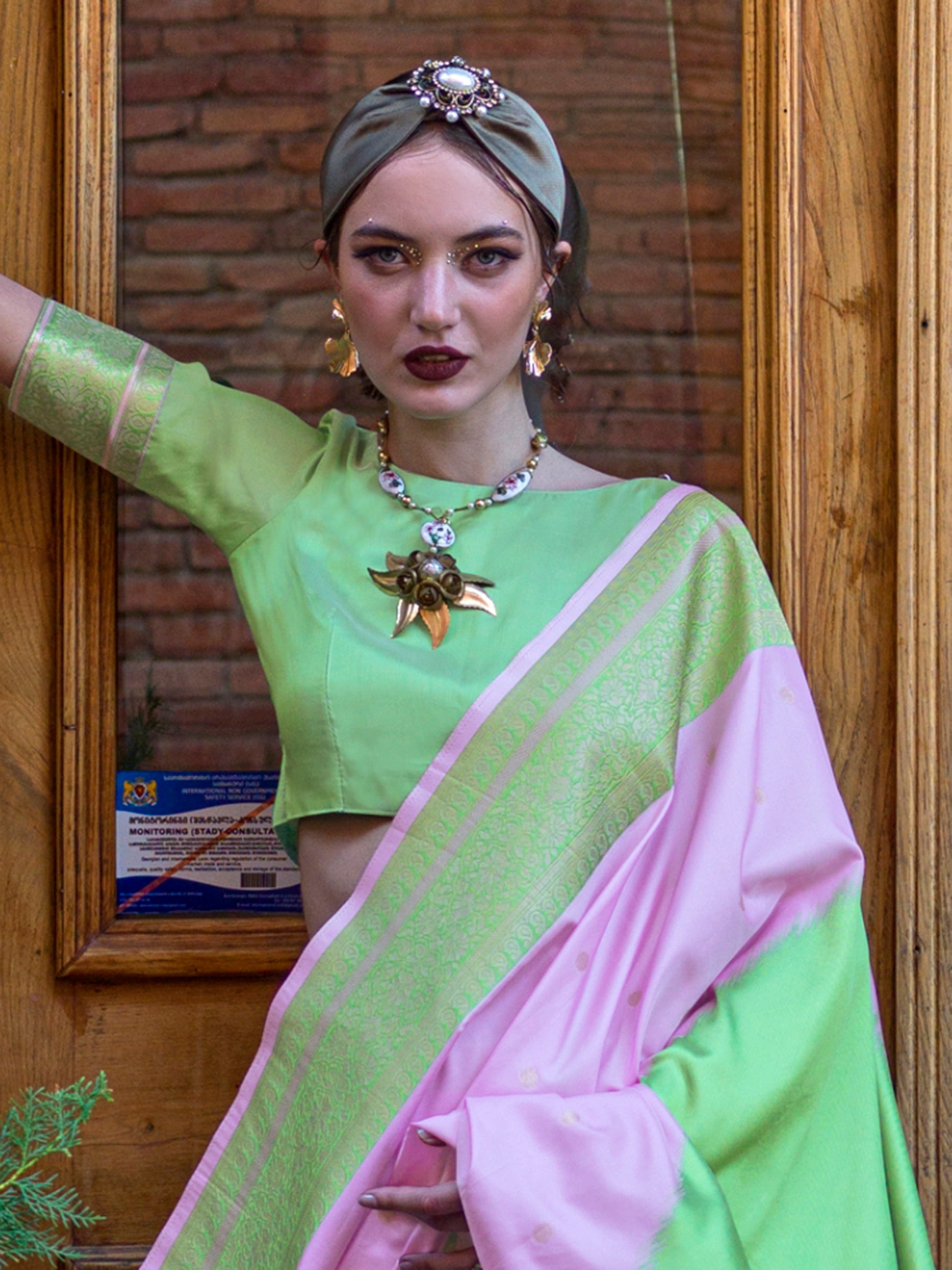 Charming Lavender Zari Weaving Silk Festival Wear Saree With Blouse