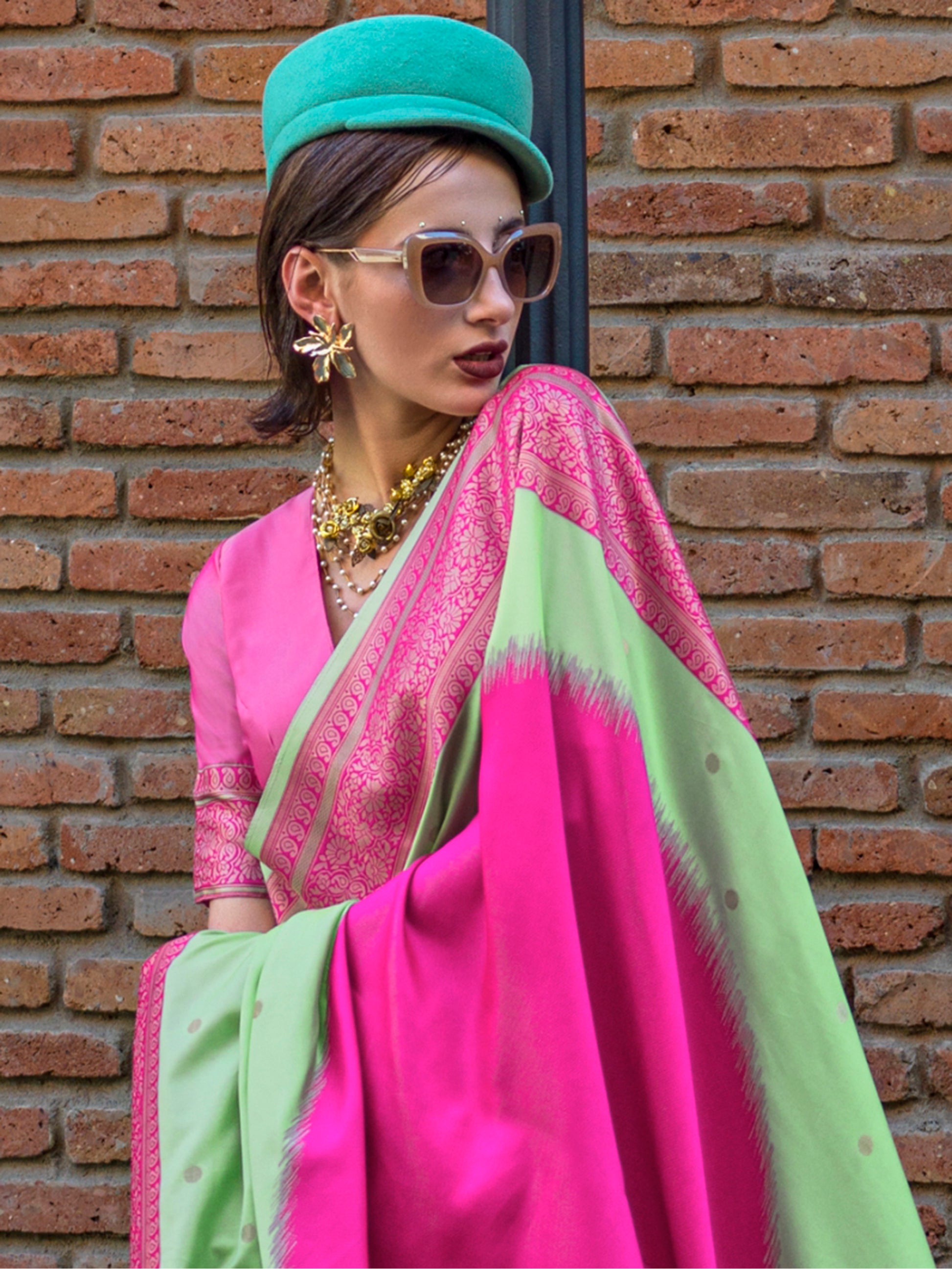 Beautiful Light Green Zari Weaving Silk Traditional Saree With Blouse