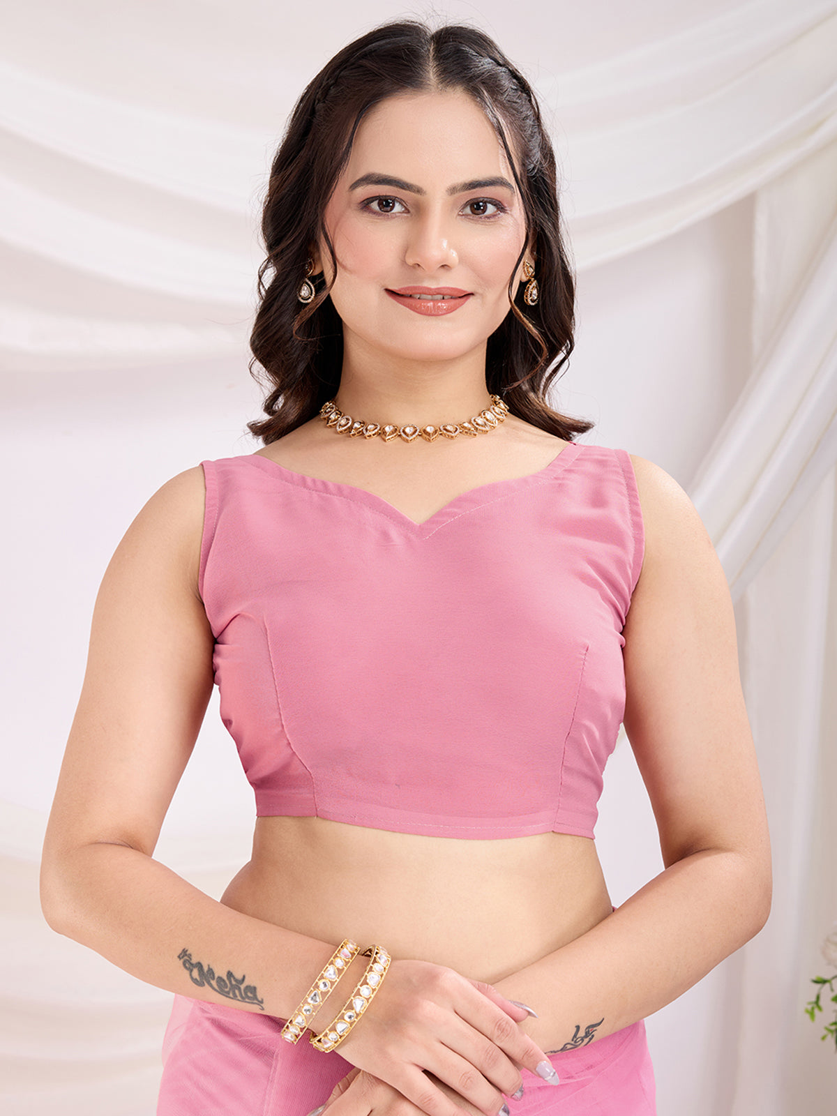 Marvelous Pink Thread Embroidery Net Event Wear Saree
