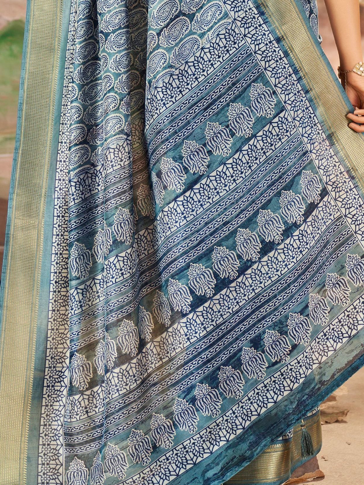 Alluring Slate Grey Digital Printed Dola Silk Office Wear Saree With Blouse