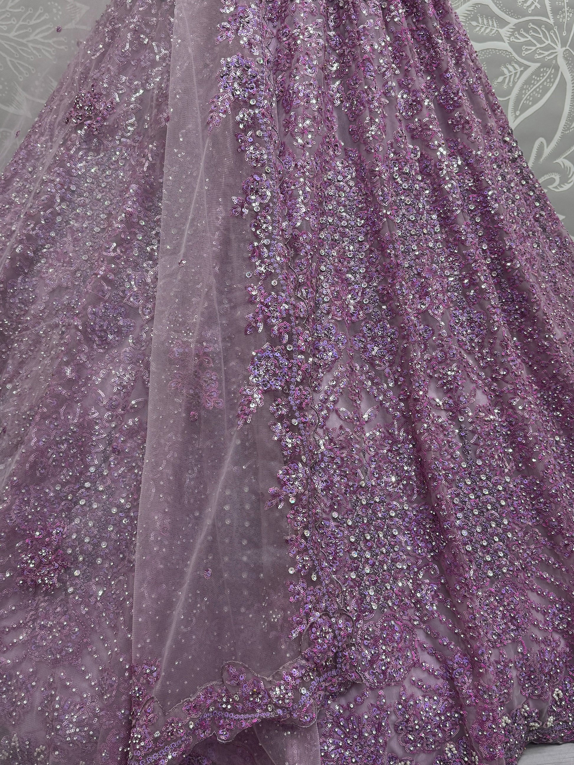 Amazing Purple Sequins Heavy Net Wedding Wear Lehenga Choli
