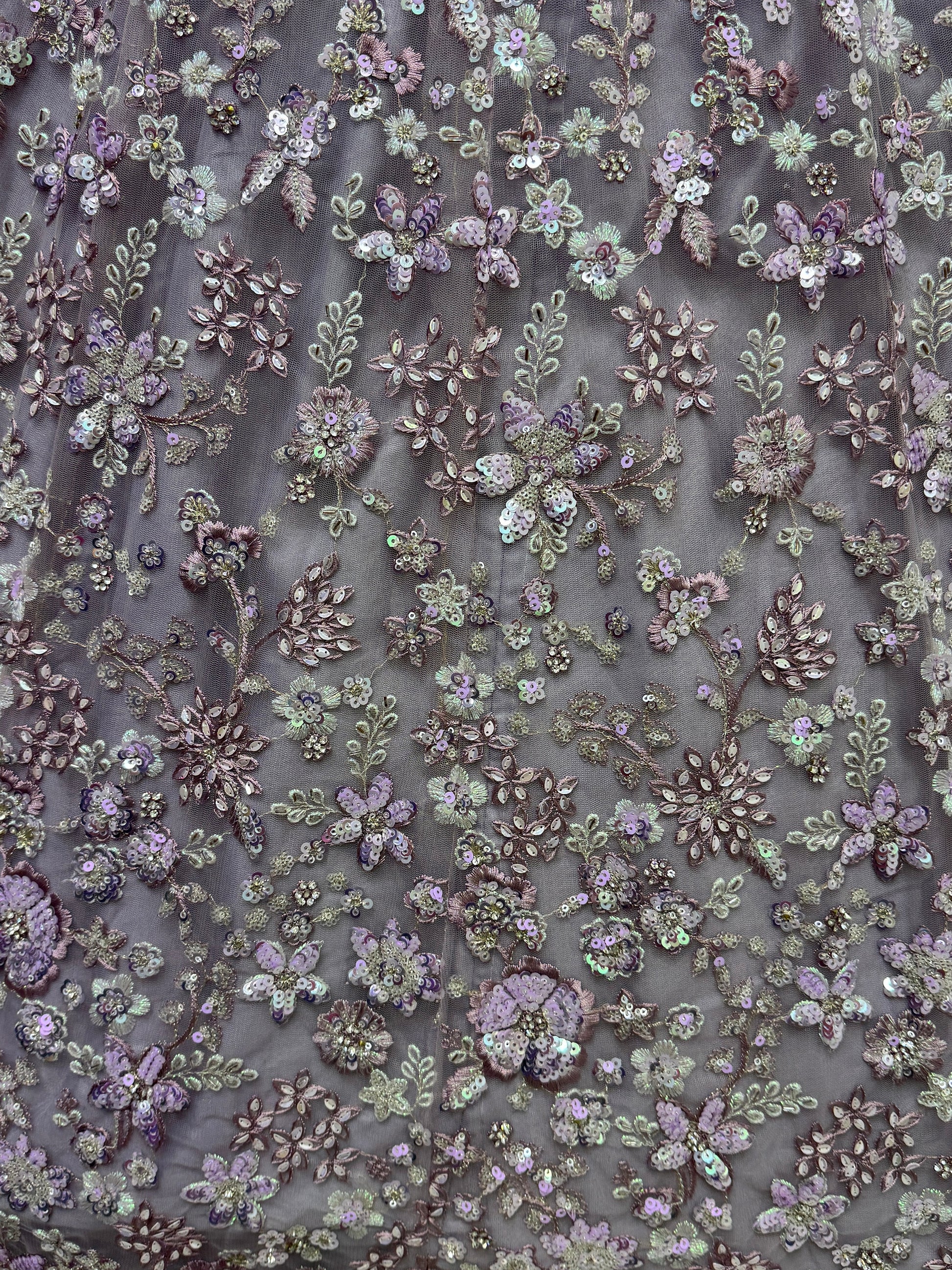 Adorable Lavender Sequins Work Net Bridesmaid Lehenga Choli With Dupatta