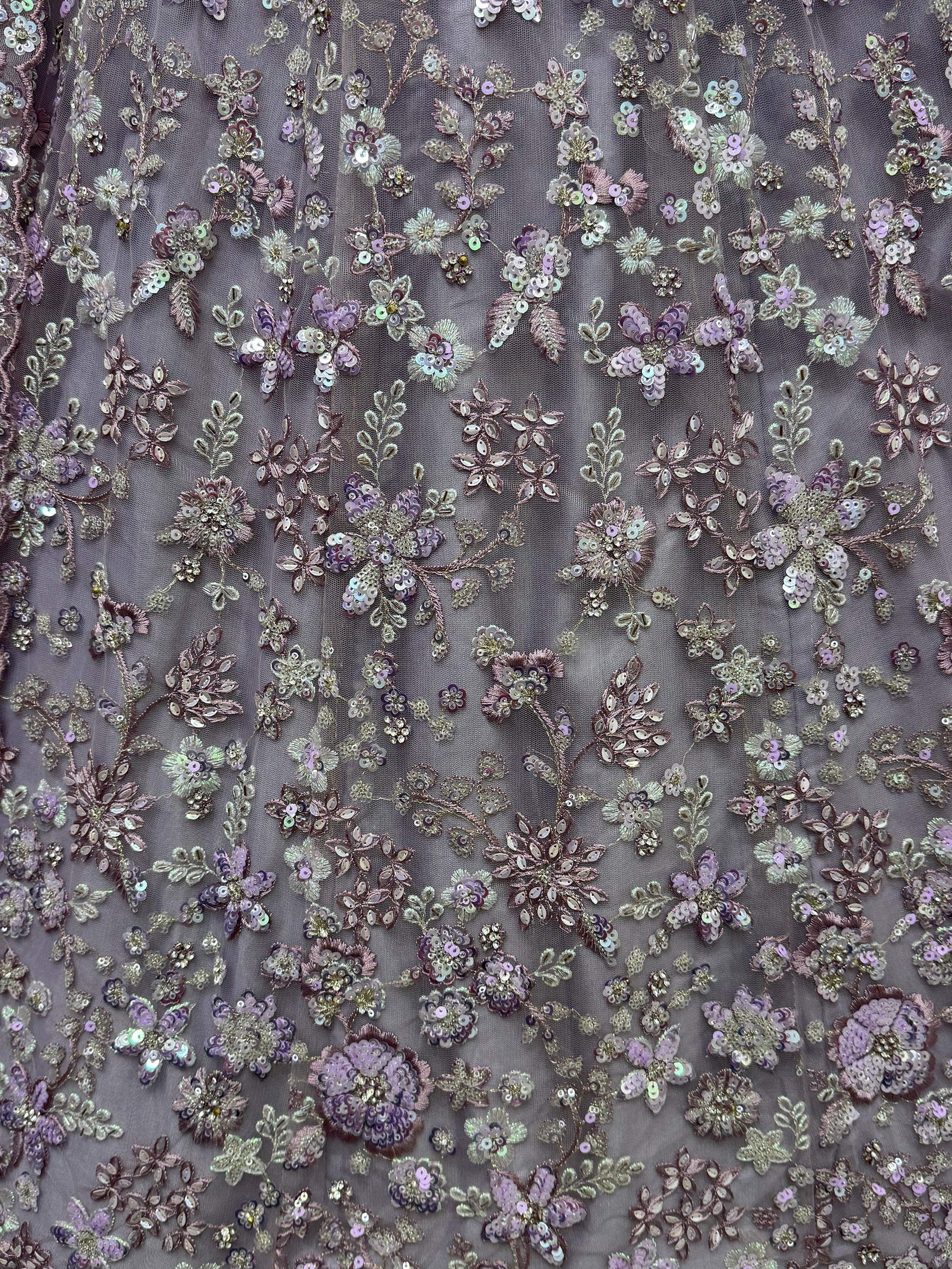 Adorable Lavender Sequins Work Net Bridesmaid Lehenga Choli With Dupatta