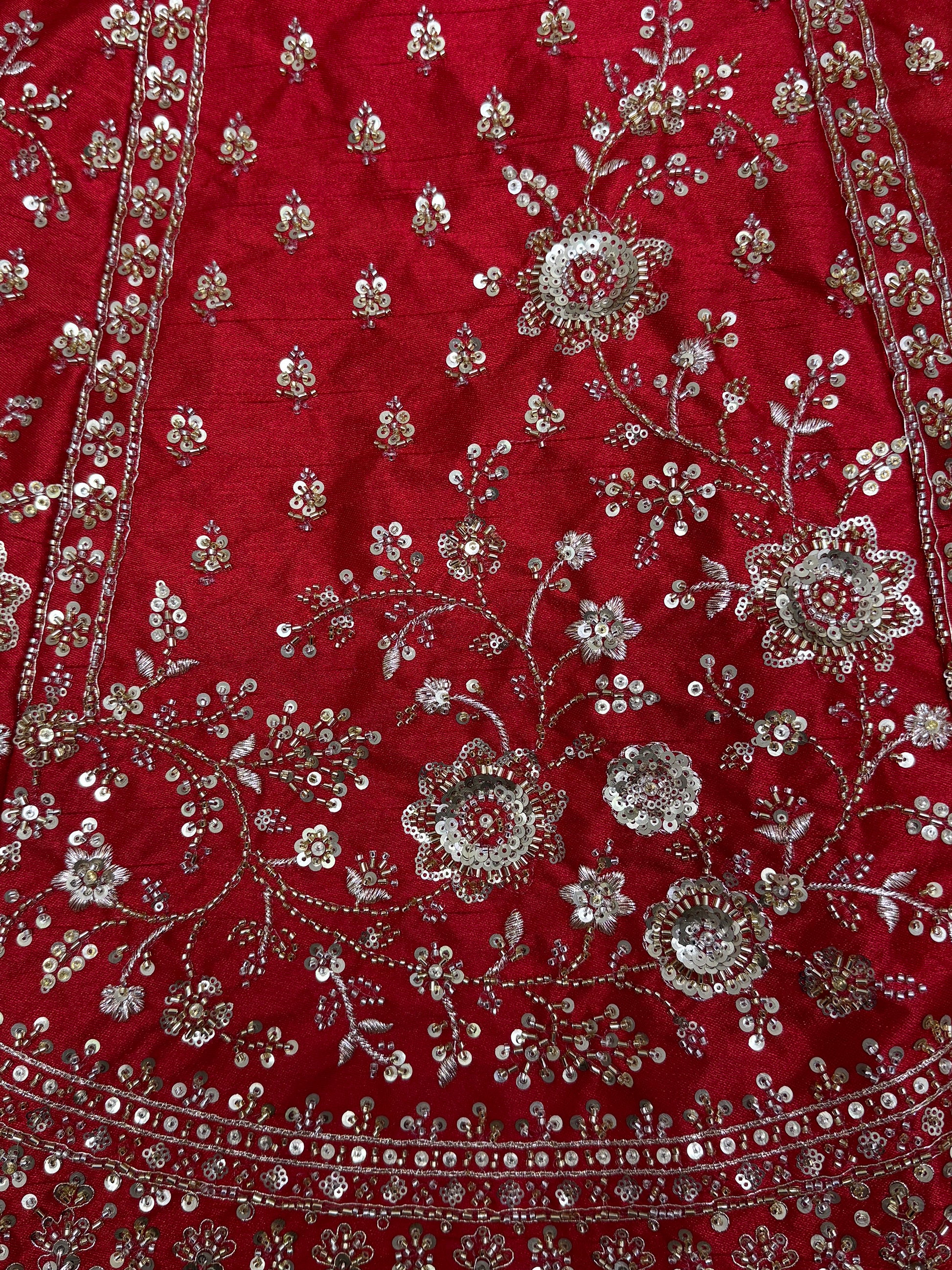 Lovely Red Hand Work Net Bridal Wear Lehenga Choli With Double Dupatta