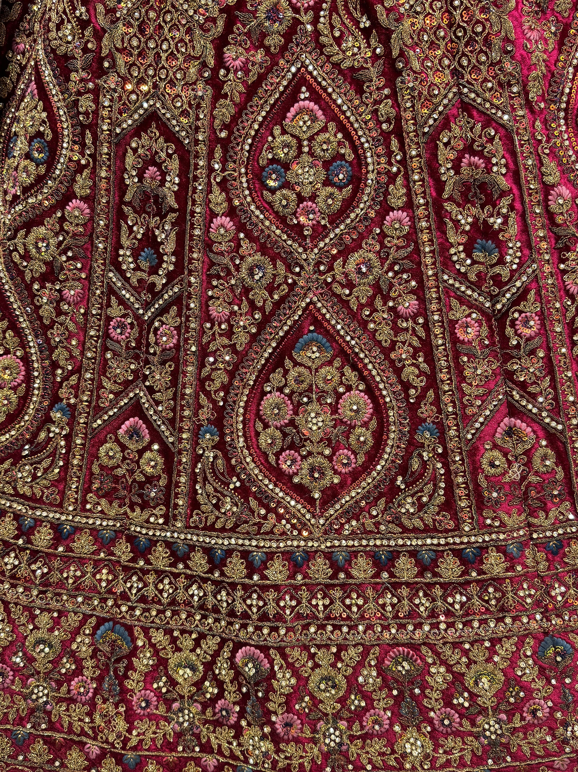 Fabulous Pink Velvet Bridal Lehenga Choli With Double Dupatta