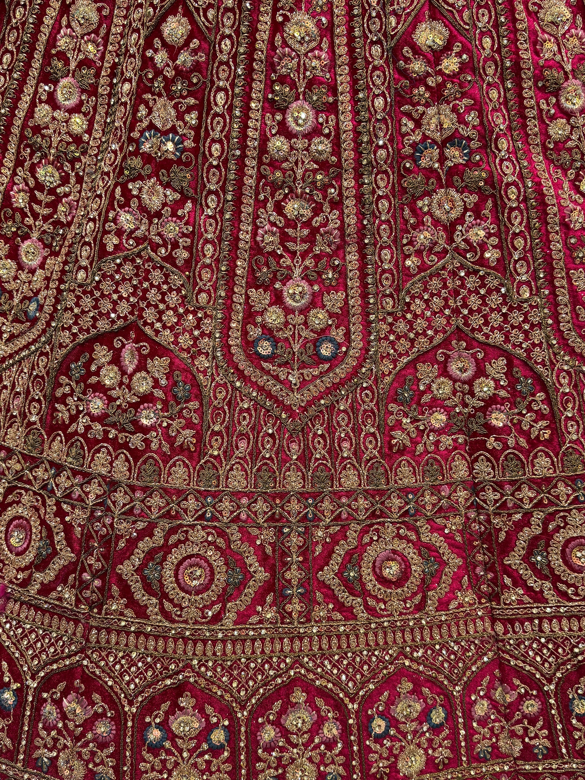 Beautiful Pink Thread Work Bridal Lehenga Choli With Double Dupatta